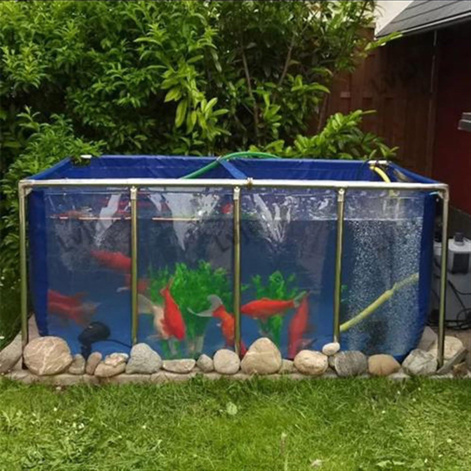 Bassin à poissons en toile anti-déchirure avec armature acier pour éviter les fuites