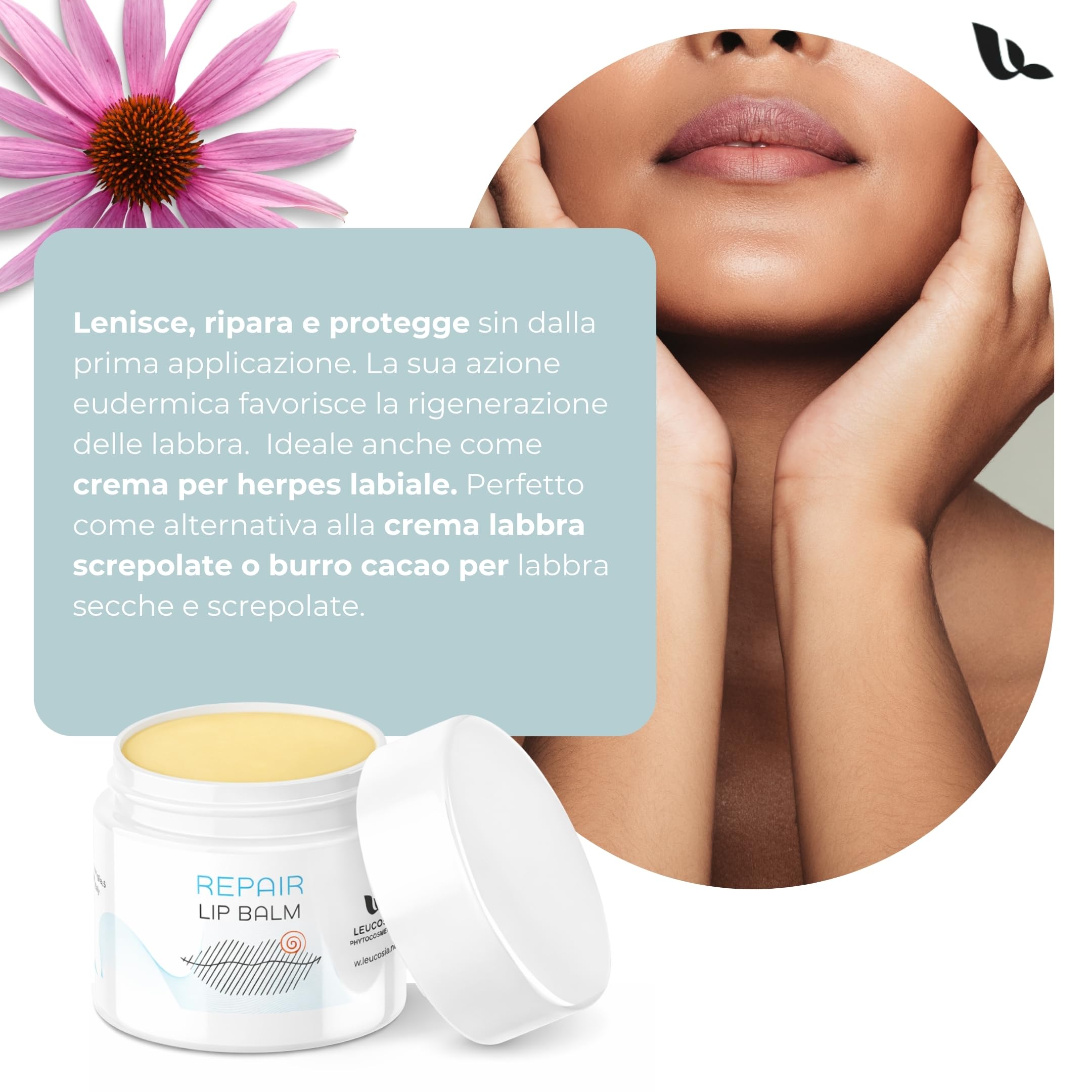 Repair Lip Balm 15ml per Herpes Labiale, Maschera Labbra Notte e Giorno, Balsamo Riparatore con Oli Naturali, Lip Mask per Labbra Screpolate, Secche