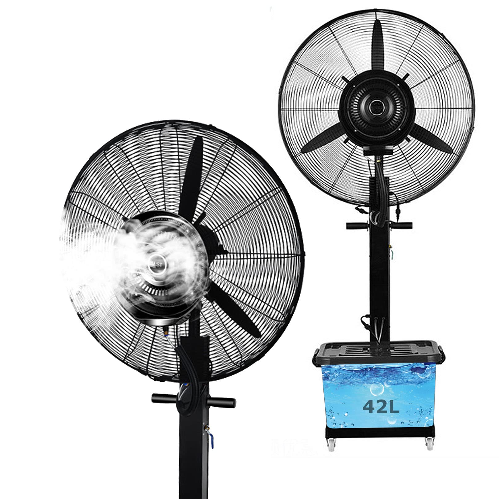 JKJZSALJ Misting Fan Waterproof Spray Cooling Fan Industrial Fan Outdoor Water Misting Fan Patio Water Tank Electric Fans Heavy Duty,3 Cooling Speeds,81Cm/31.9In,71cm/28in