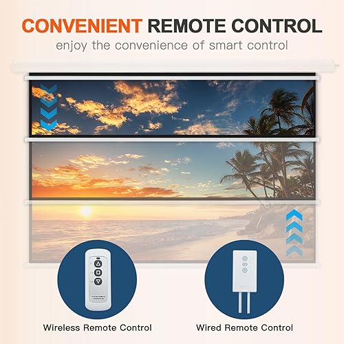 Miniatura 8 de YODOLLA Pantalla de proyector de 150 pulgadas motorizada 169, 4K HD, pantallas de proyección retráctiles retráctiles eléctricas automáticas para