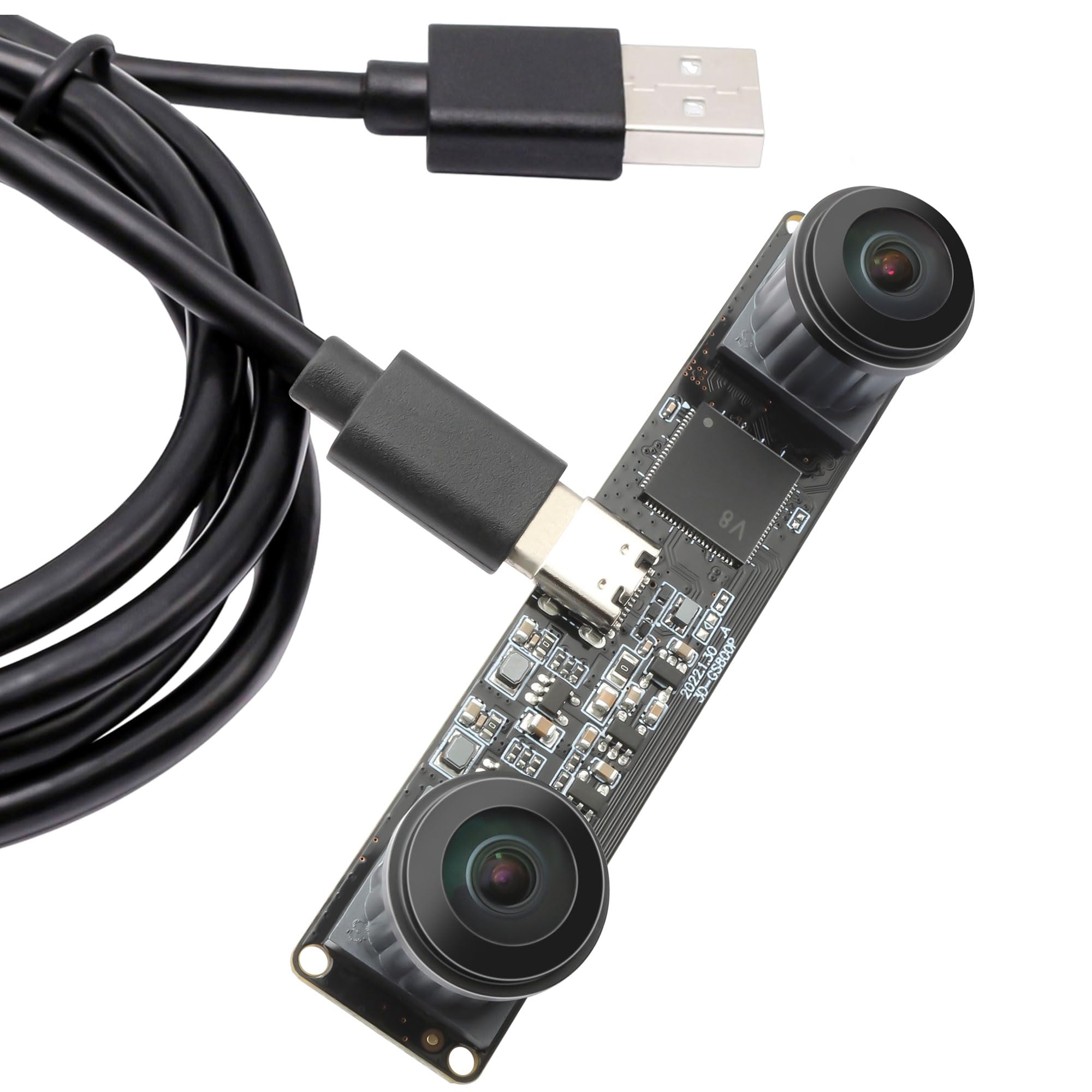 Global Shutter High Speed USB Camera 210fps, 180° Fisheye Monochrome Dual Lens, Stereo 3D Vision,Plug and Play for 3D Printing/Lightburn/QR Scanning/VR/Face Recognition-image-43