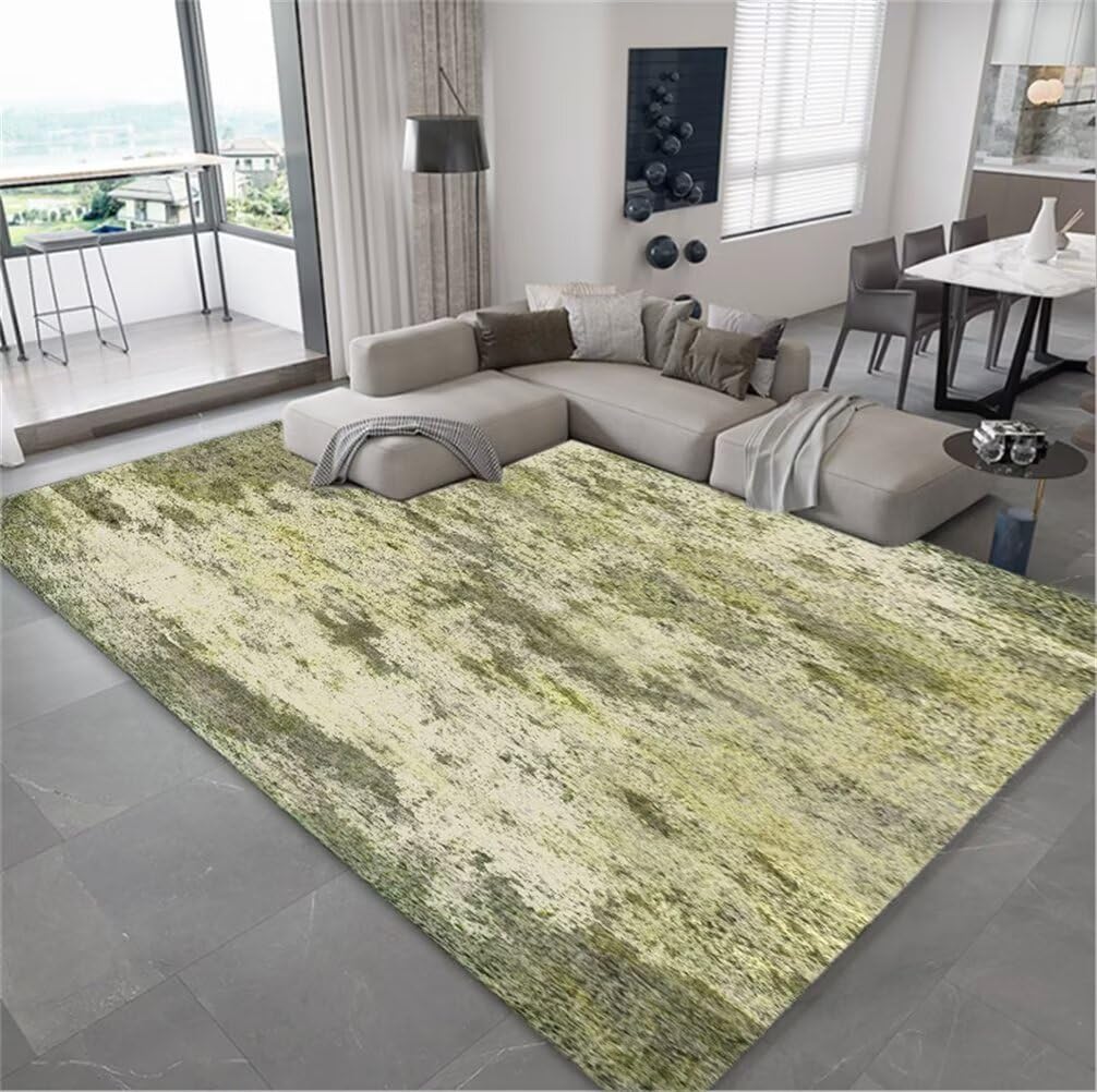Tapis salle a manger lavable et durable vert pour sol protégé