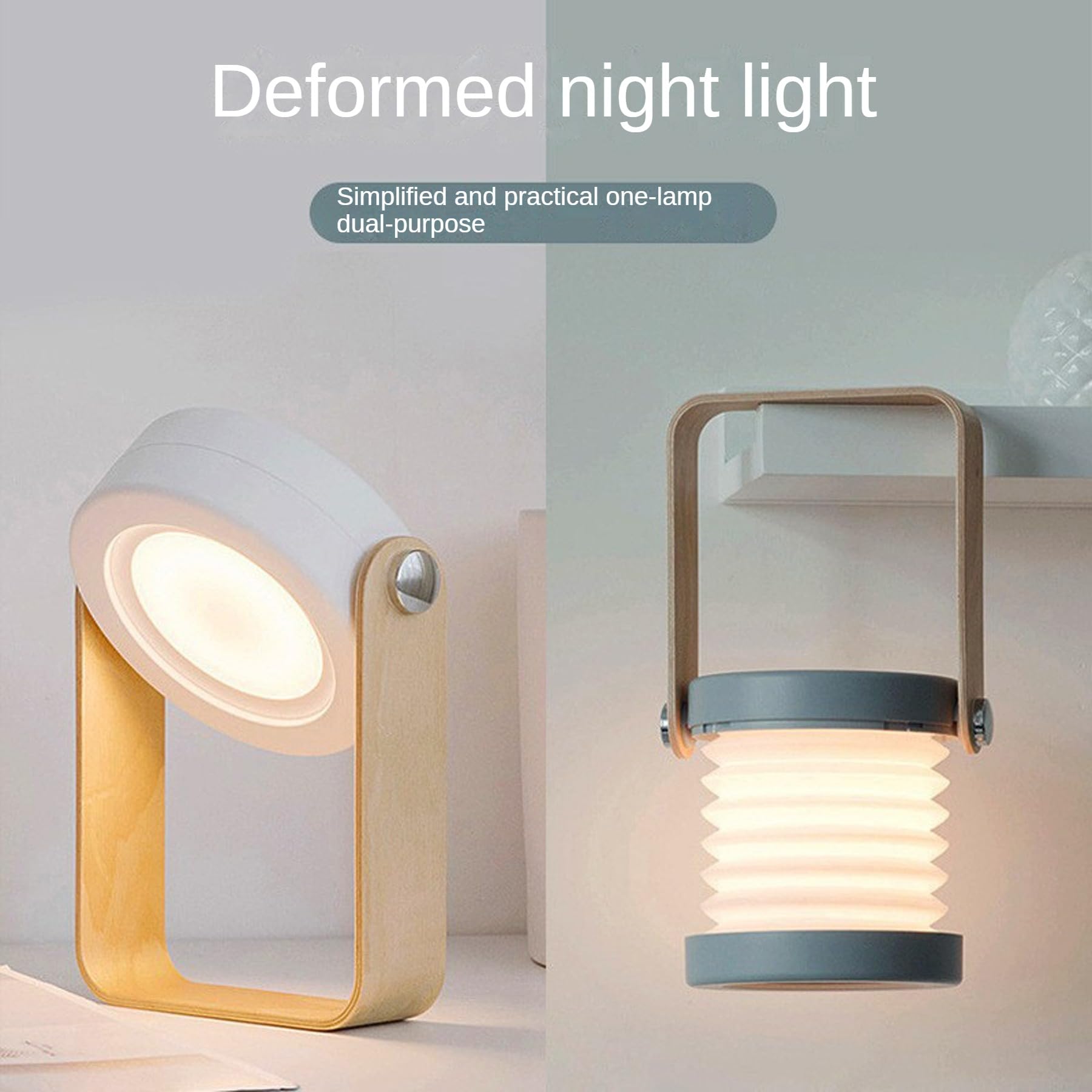 Einziehbares Nachtlicht, Augenpflege, Leselampe, Touch-Schreibtischlampe, Handheld-Nachtlicht, 3-Gang-Helligkeit, tragbare Taschenlampe (weiß)
