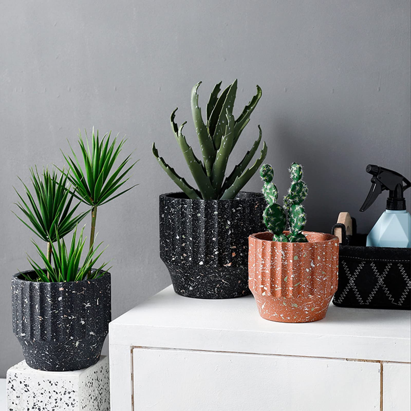 Vasi da Giardino Fioriere in Cemento per Interni ed Esterni, vasi per Piante a Punto di spruzzo con Motivo in Pietra Vasi per Interni con Fori di drenaggio per l'home Office