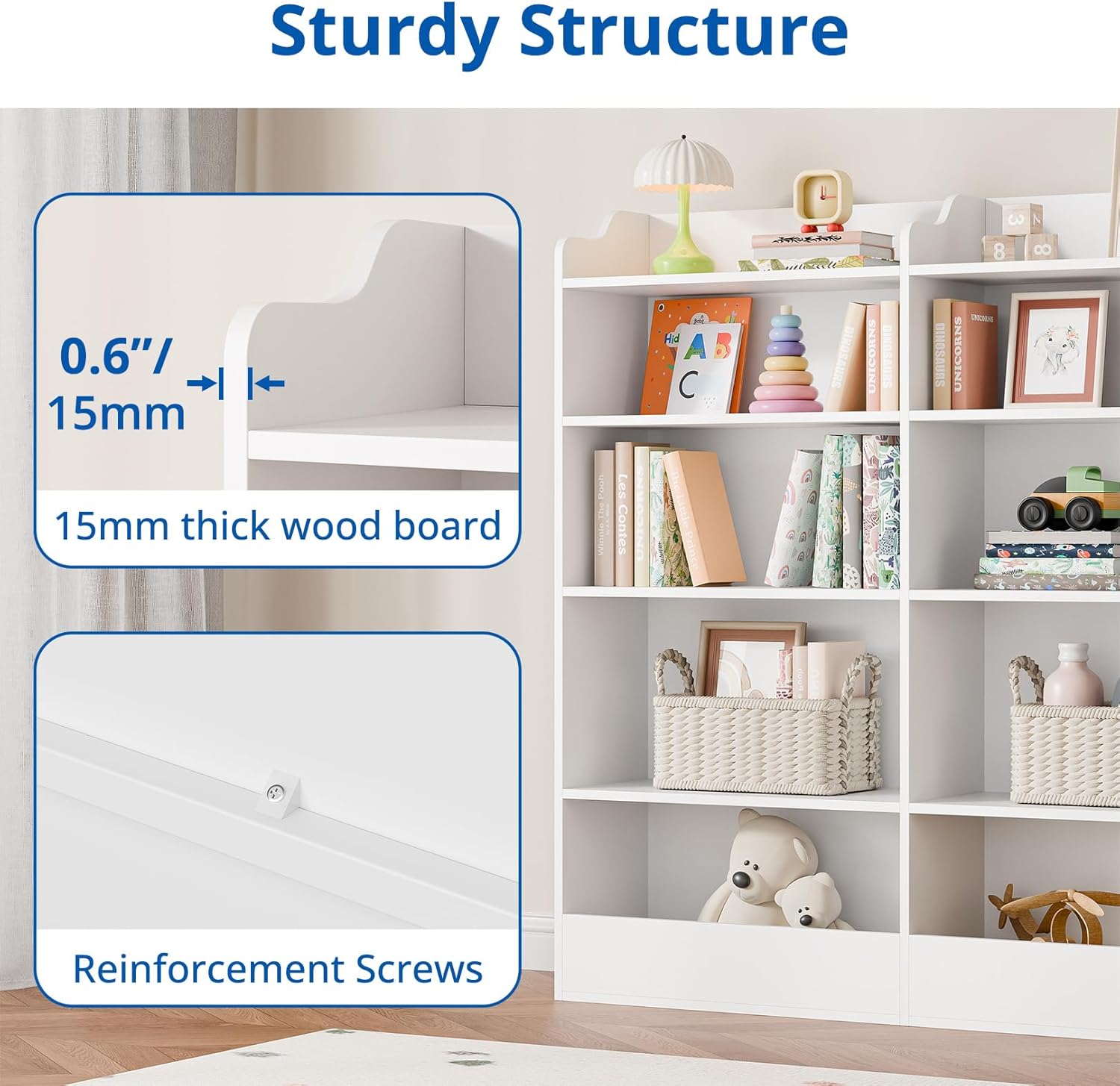 Cozy Castle Toy Storage Organizer, 5 Tier Kids Bookshelf, 10 Cube Toddler Bookcase Storage Cabinet for Playroom, Kids Room, Living Room, Nursery, Cubby, Kindergarten (White)