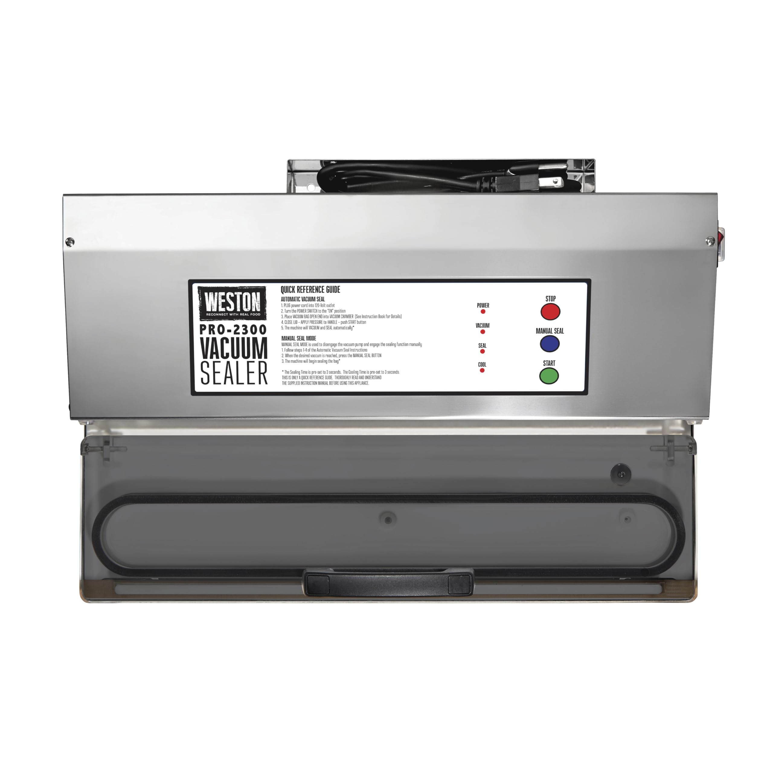 WestonBrands Vacuum Sealer Machine for Food Preservation & Sous Vide, Extra-Wide 5mm Bar for Sealing Bags up to 16" Wide, 935 Watts, Commercial Grade Pro 2300, Stainless Steel (65-0201)