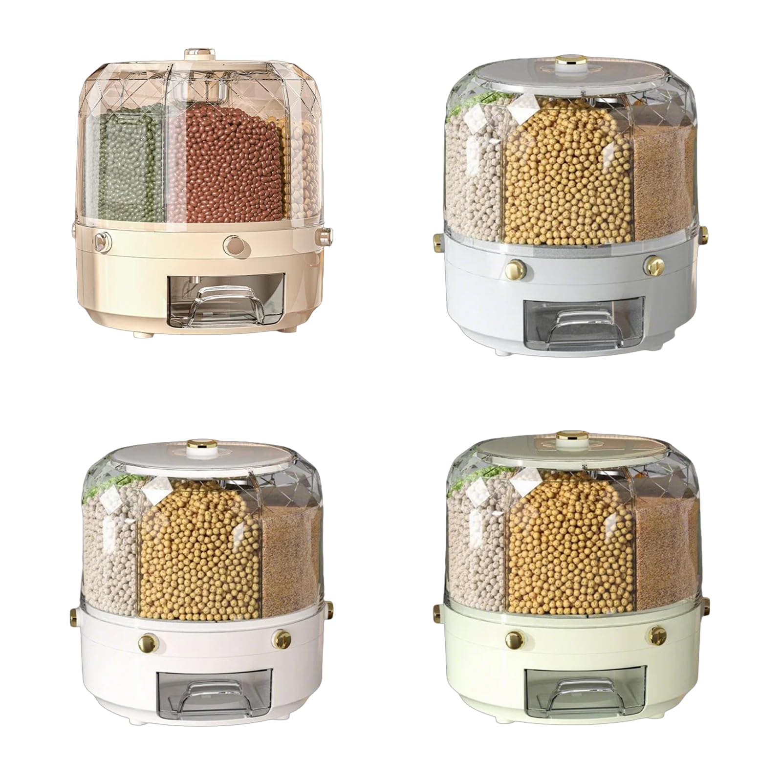 Distributeur de riz scellé rotatif à 360 degrés, boîte à riz robuste avec fenêtre d'inventaire visuel, boîte de rangement pour céréales rotatives