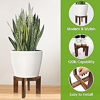 Vista 3 de Paquete de 2 soportes de madera para plantas de interior, soportes resistentes para macetas, estante de plantas, taburete de madera para soporte