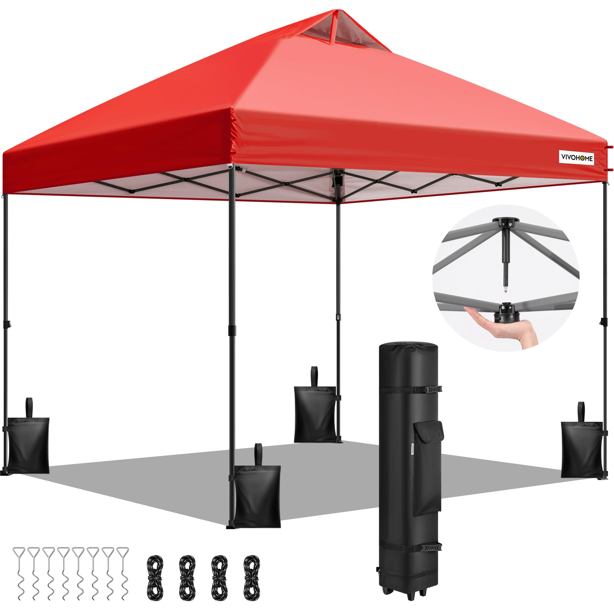 VIVOHOME Tente Pop-up Tonnelle 3 x 3 m Installation par Simple Pression Robuste avec Sac De Transport À roulettes Et 4 Sacs De Sable