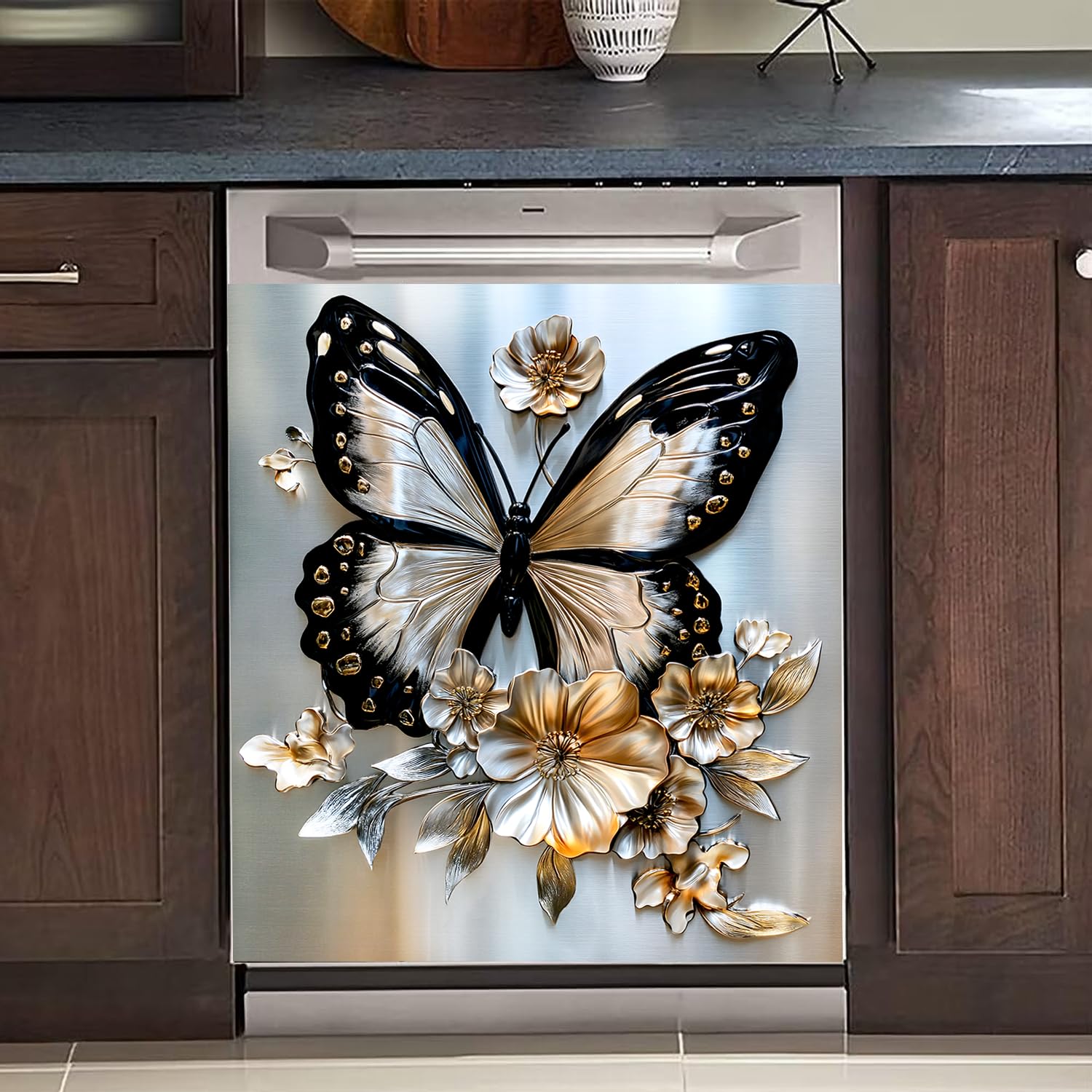 BVBOX Dishwasher Magnet Cover 23"x26", Reusable Magnetic Refrigerator Covers, Decorative Magnets Cover Fridge Door Skin Panel Stickers for Home Kitchen Appliance