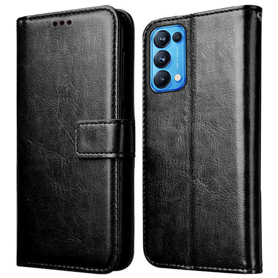 Amazon Brand - Solimo Flip Leather Mobile Cover (Soft & Flexible Back case) for Oppo Reno 5 Pro (Black) (B08W3J9VDL) Amazon Price History, Amazon Price Tracker