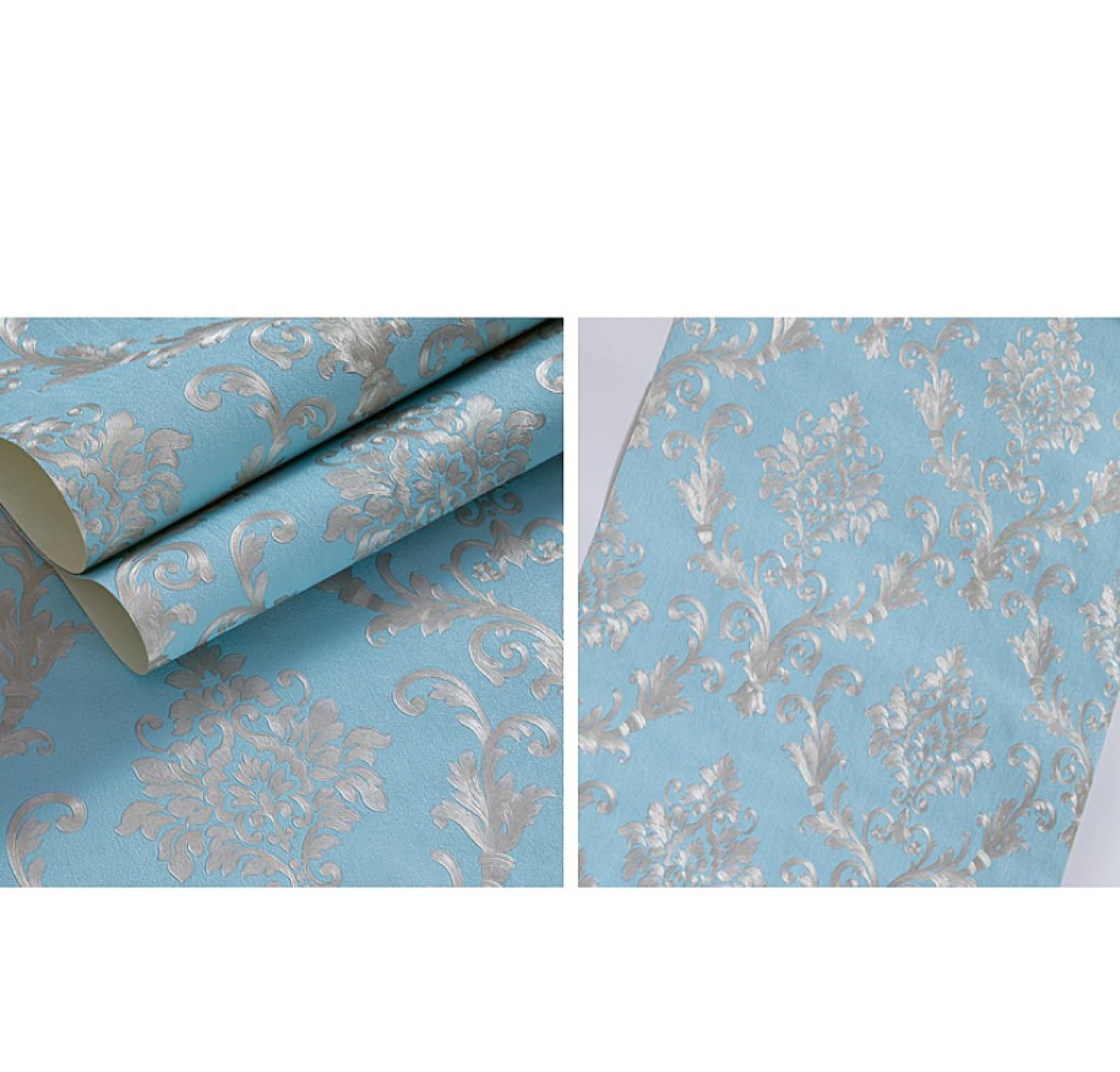 Stile europeo grande fiore 3D carta da parati per soggiorno ristorante hotel PVC profondo impresso non autoadesivo cielo blu