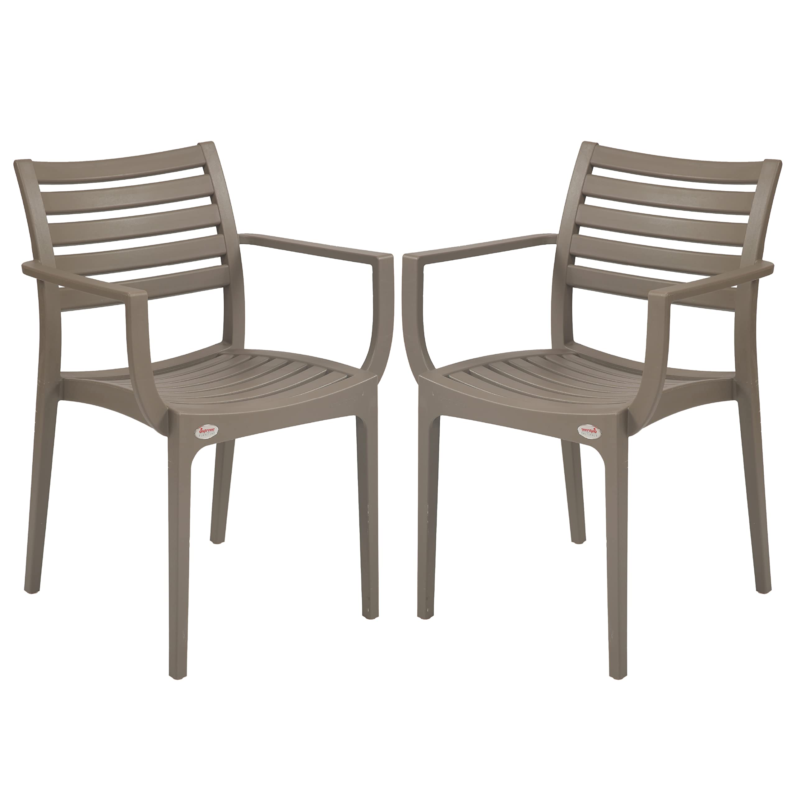 Supreme Furniture Empire Plastic Arm Chair Set of 2 | 40 Months Warranty*|Chair Suitable for Home Garden Office Living Room Cafeteria Restaurant Hotel Resort | Champagne-picture-16