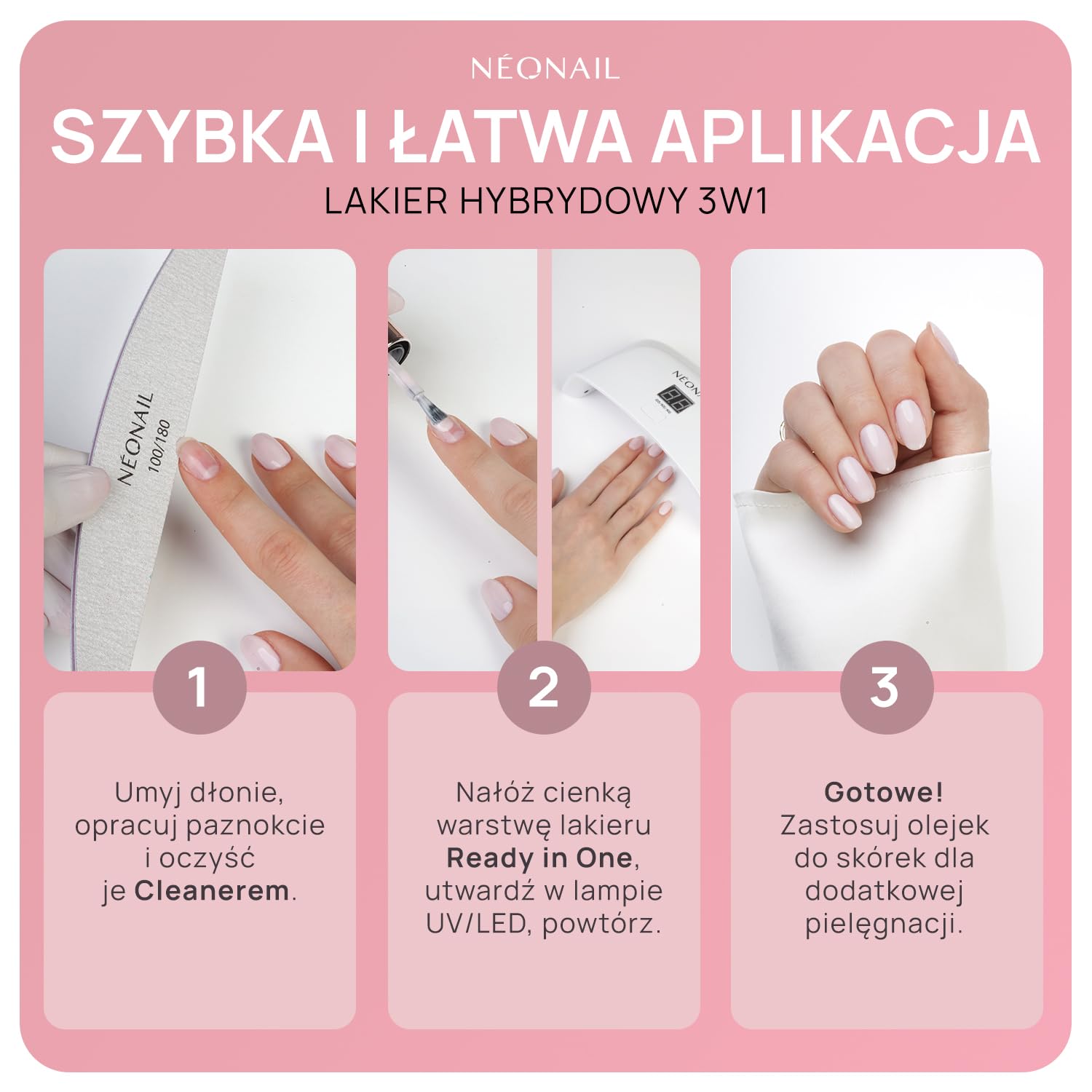 Lakier hybrydowy do paznokci Beżowy READY IN ONE One Mocha Brown 3w1 7,2 ml UV LED