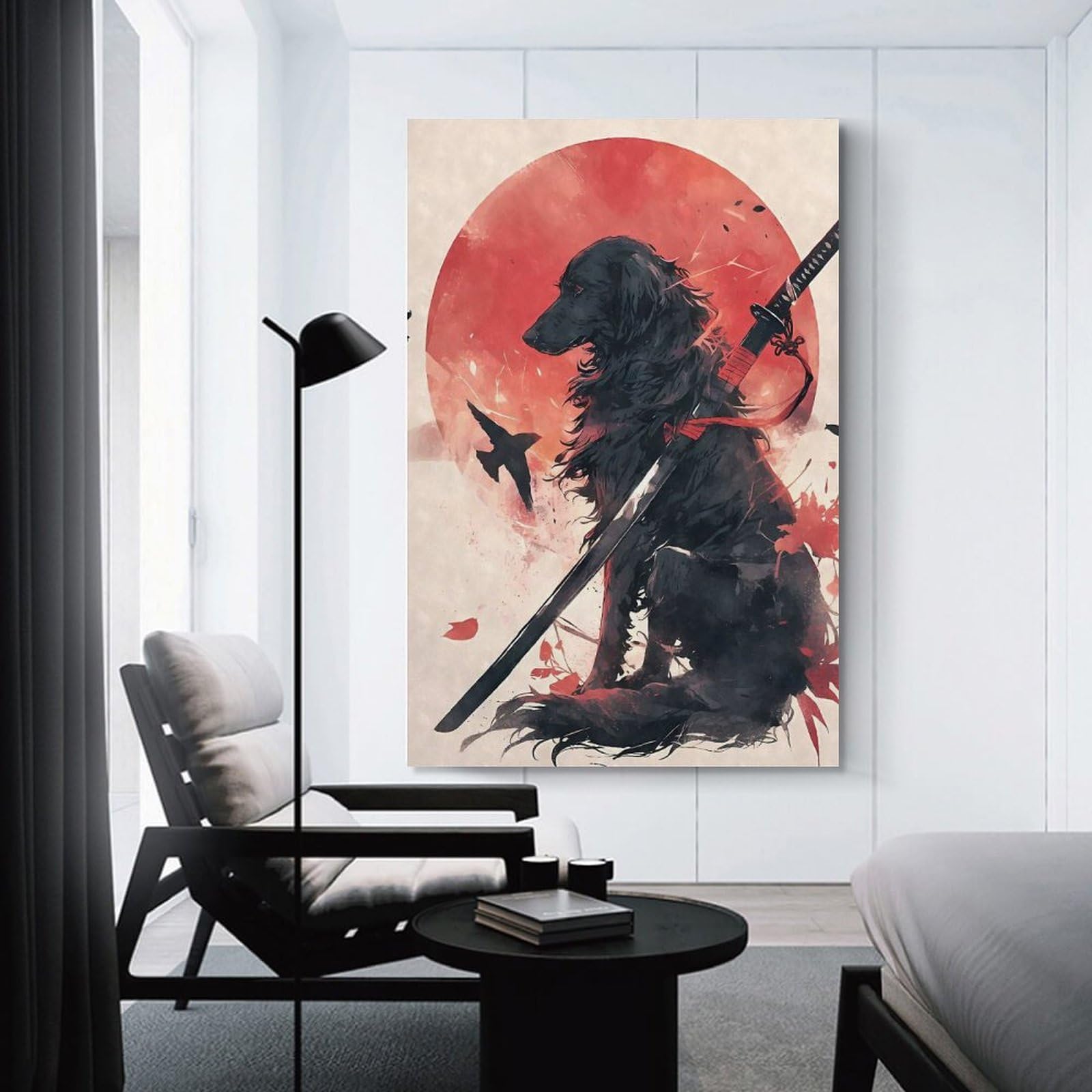 Junmoney Unframe-Style-23 Flatcoated Retriever Japan Home Decor Wall Art 24X36inch(60X90cm), For Lounge, Study, Hallway Or Flat Walls, Stylish Home Artwork For Focal Walls