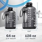 AQUAFIT 1 Gallon Water Bottle with Straw - 4l Water Bottle Time Marker - Motivational Gym Water Bottles 4l - 4 litre Water Bottles 1 Gallon 128 oz - Big Water Jug Large Water Bottle Gray