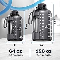 Vista 7 de AQUAFIT 64 oz Water Bottle with Time Marker - Straw & Chug Lid - BPA Free Half Gallon Gym Water Bottle with Handle - Big Gallon Jug (Gray, 64 Ounces)
