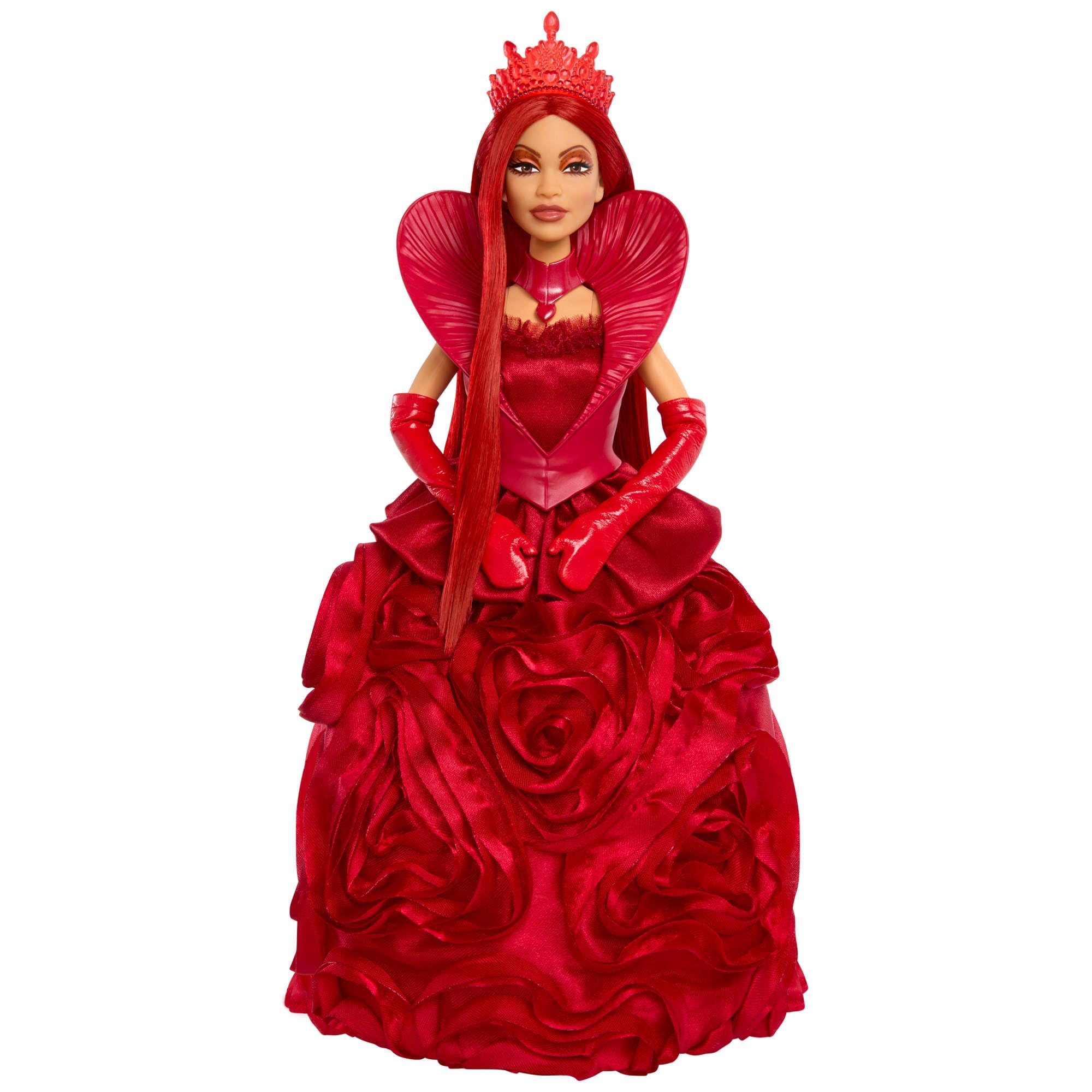 Mattel Disney Descendants 4: The Rise of Red“ Herzkönigin-Modepuppe mit vom Film inspirierter königlicher Robe und Accessoires, einschließlich Puppenständer, HWV09