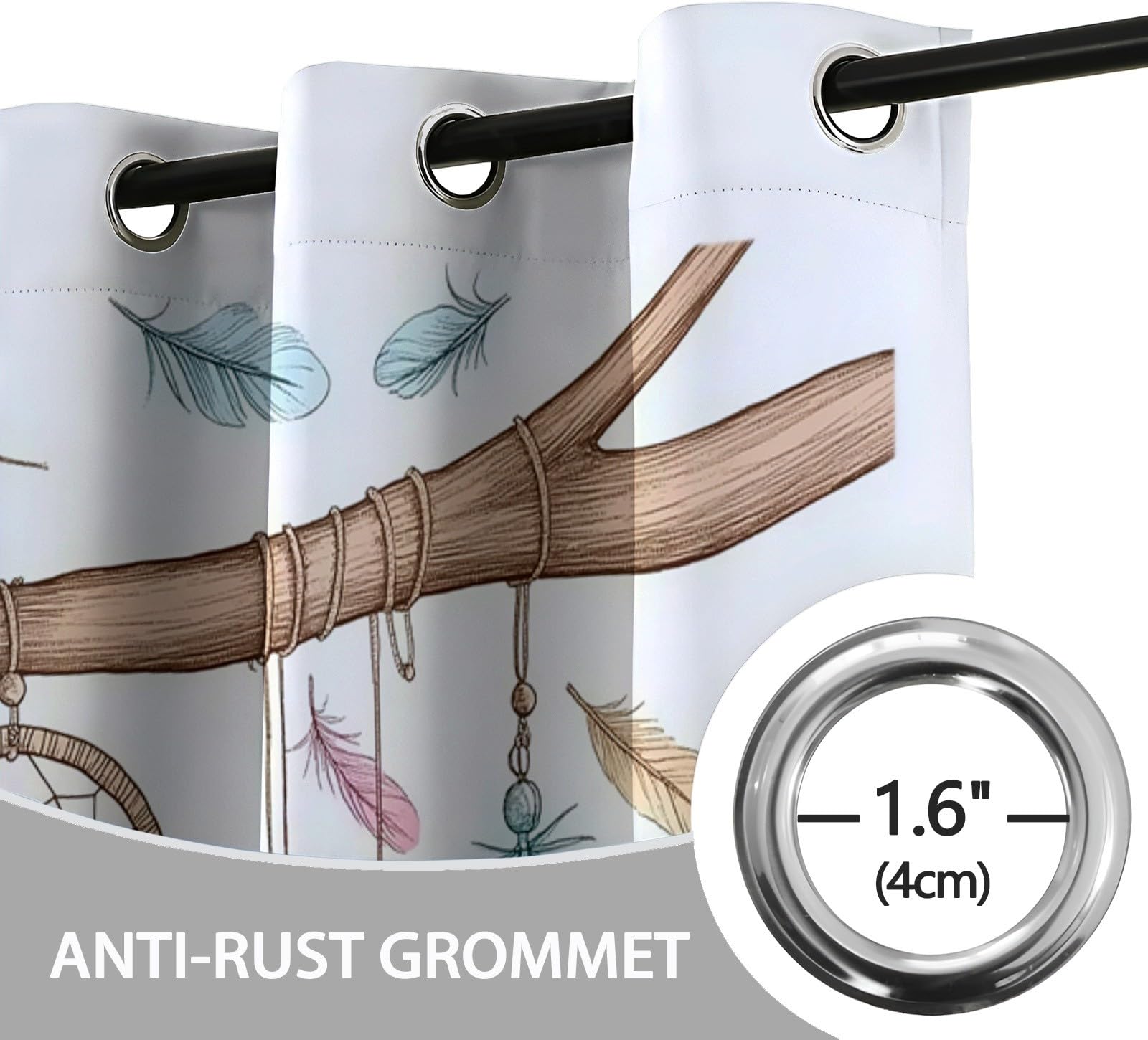 Generisch Verdunklungsvorhänge Traumfänger H215 x B110 cm Vorhang Blickdicht Wohnzimmer Modern Gardinen Sonnenschutz Verdunkelungsvorhang für Kinderzimmer 2er Set