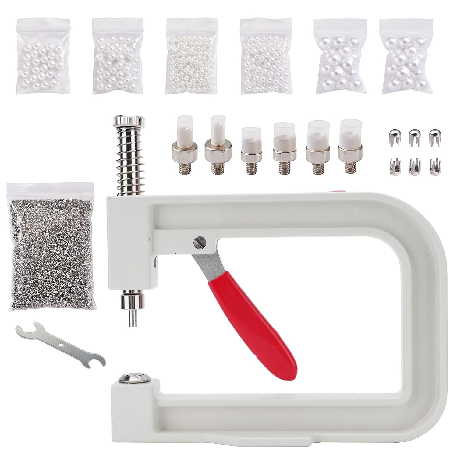 Trimming Shop Pearl Rivets Studs Round Rivets with Four Claw Nail Studs for Embellishment Clothing, Bags, Leathercrafts, Shoes Decoration, Jewelry Making, 8mm, 100 Sets — view 9