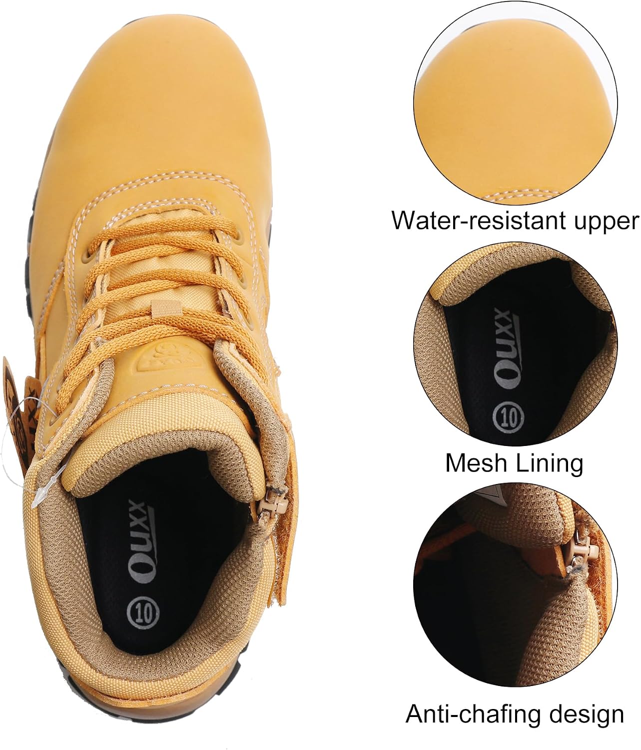 5" Waterproof Steel Toe Work Boots for Men, Safety Shoes with Side Zipper, ASTM F2413-18 Certified, Puncture-Proof Kevlar Midsole, Oil & Slip Resistant Rubber Sole, Construction Safety Boots(OX2518)