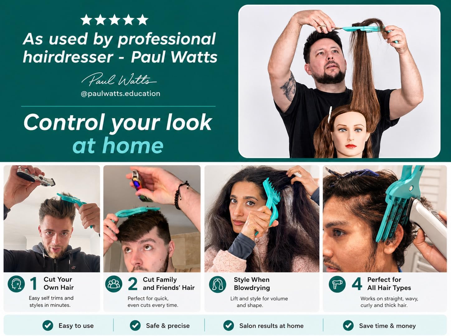 – The Easy Way to Cut Your Own and Other's Hair at Home | DIY Haircut Tool for Men | Use with Your Hair Clippers for Clean, Even Trims Every Time