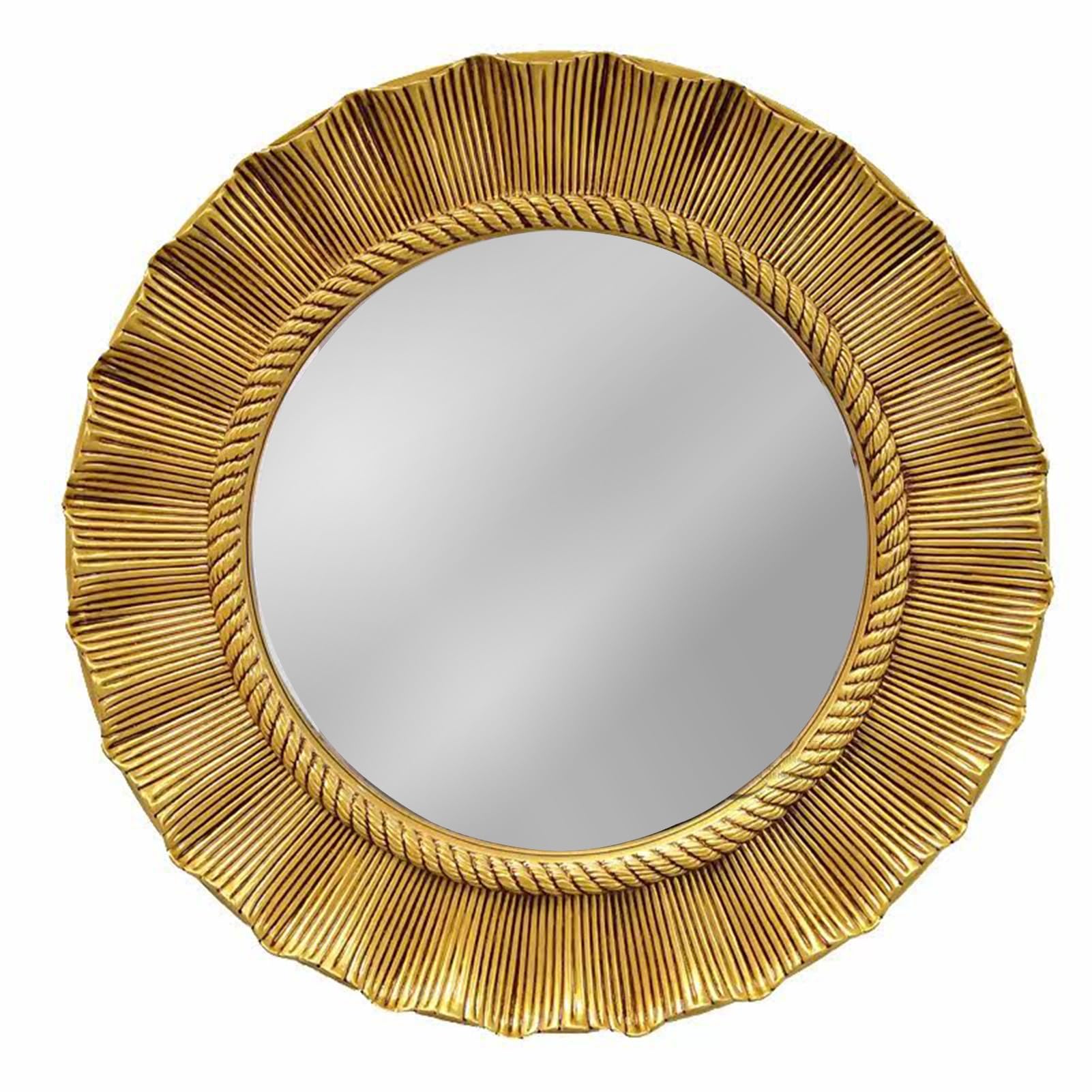Espejo de Pared Redondo de 60/80 cm, Estilo Vintage Antiguo para Colgar en la Sala de Estar, el Pasillo, la decoración del hogar y el baño (Dorado, 80x80cm).
