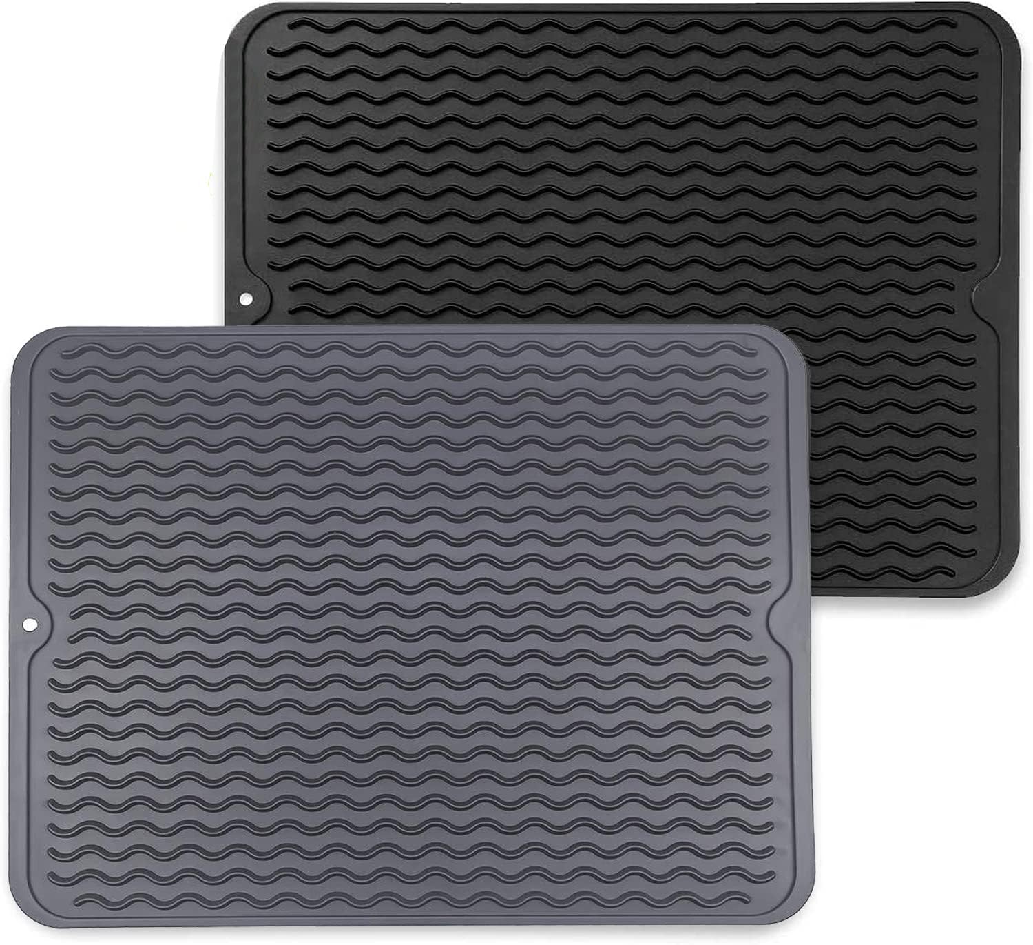 Alfombrilla Escurreplatos - 2 Piezas Escurreplatos de Silicona - Tapete escurridor Antideslizante Alfombrilla Escurreplatos, Resistente al Calor y Apto para Lavavajillas