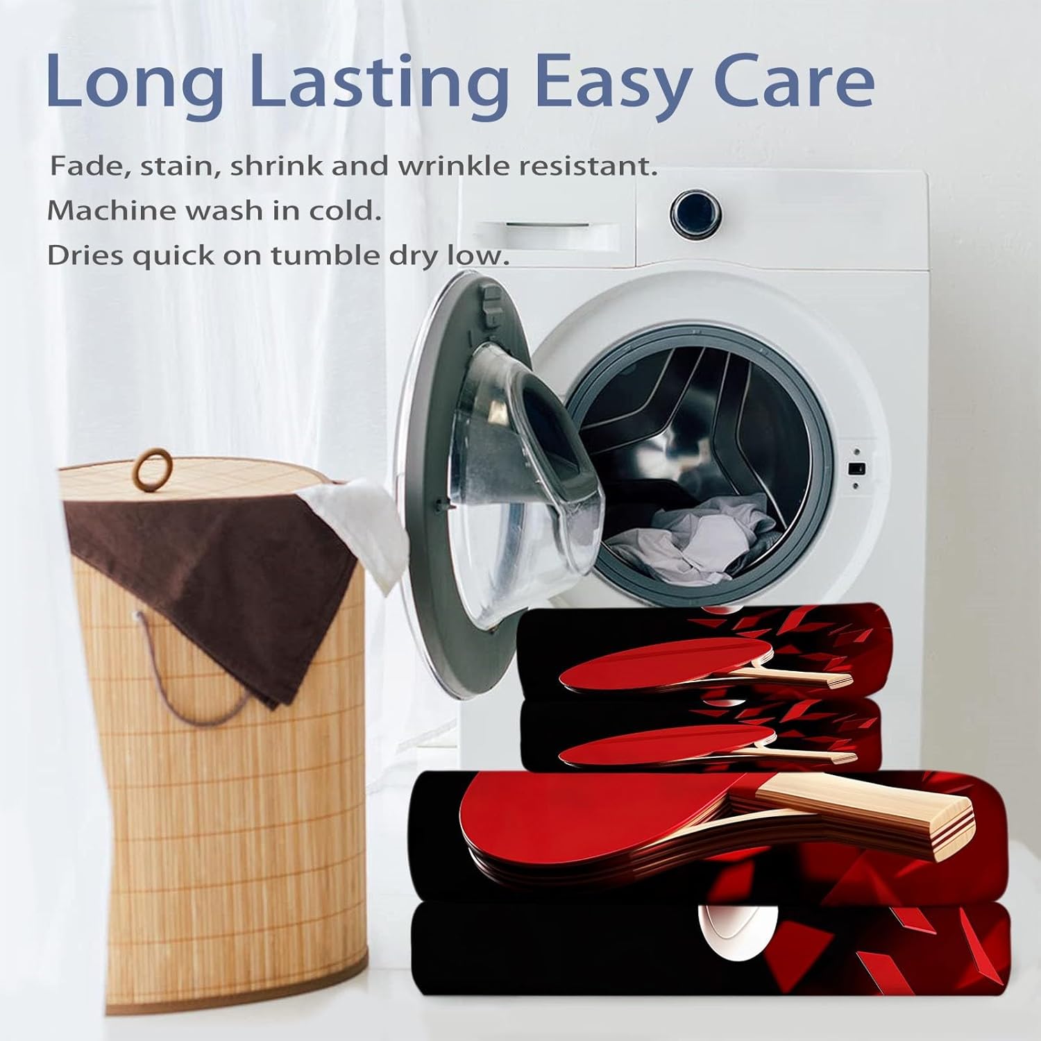 Red Fitted Sheet Twin 4 Pcs Bed Sheets Set Table Tennis Print Deep Pocket Fitted Sheets Soft Microfiber Bedding Sets (1 Fitted, 1 Flat, 2 Pillowcases) for Kids Girls Boys Teen Bedroom Decor