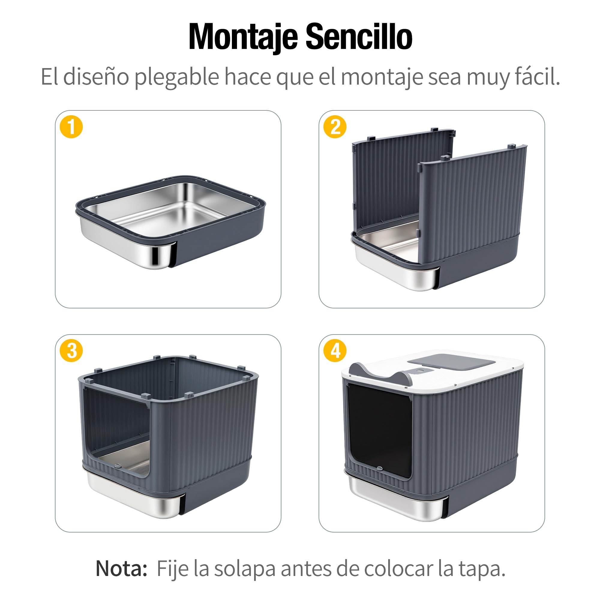 Arenero Gatos Cubierto, Arenero Cerrado para Gatos, Cajón extraíble, Incluye Pala, Catbox, Doble Entrada Frontal y Superior con Tapa