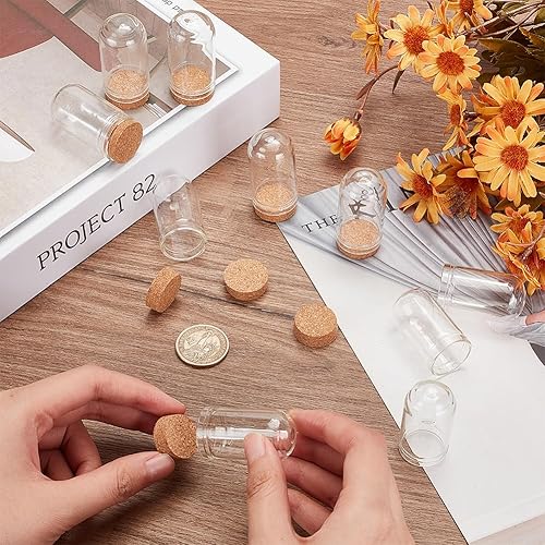 Miniatura 3 de BENECREAT Paquete de 32 frascos de vidrio de 0.5fl oz, botellas de decoración con tapones de corcho, cúpula con base de corcho para recuerdos de