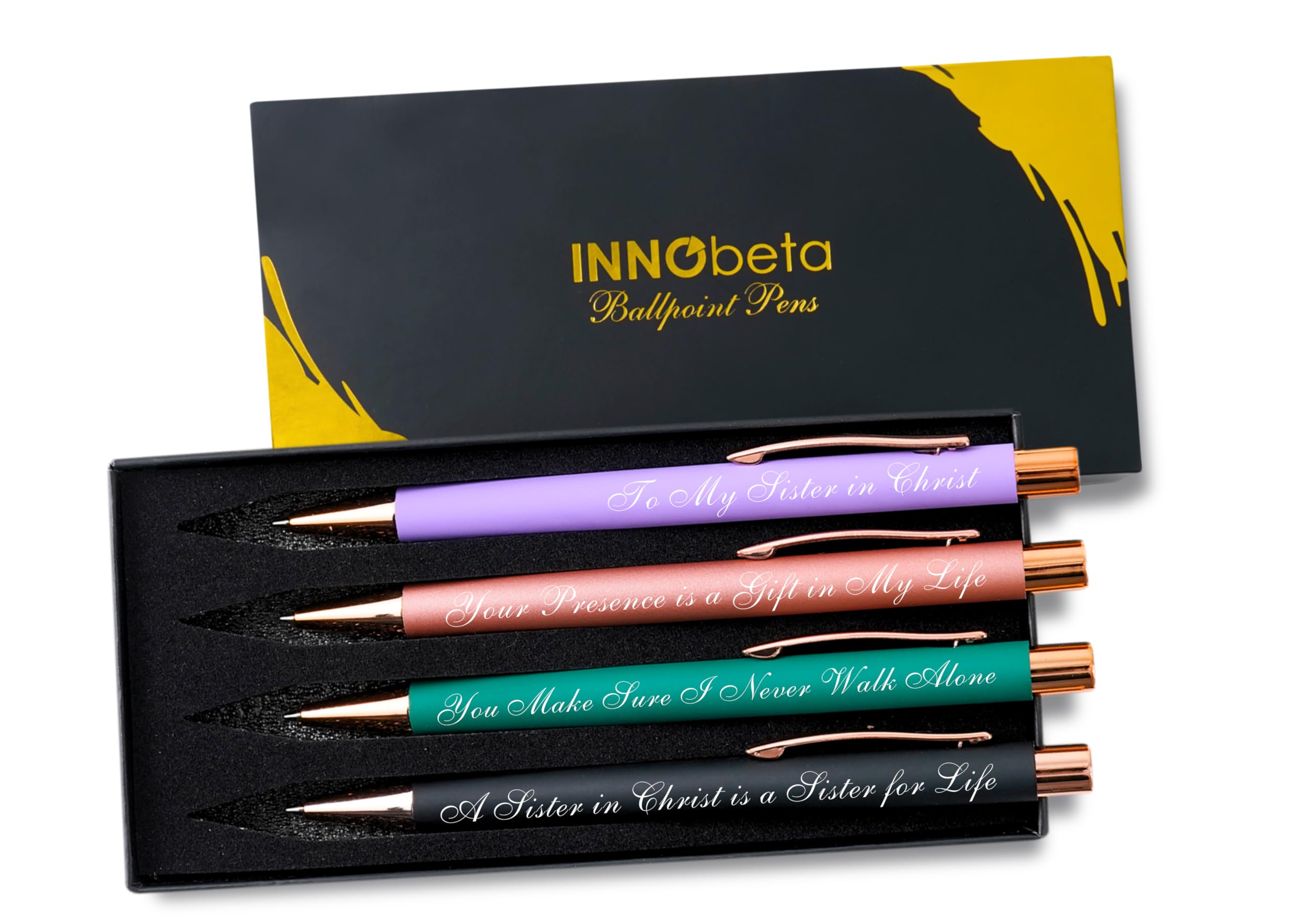 InnoBeta Sister in Christ Gifts for Women, Secret Sister Gifts for Women Christian, Ballpoint Pen Set of 4