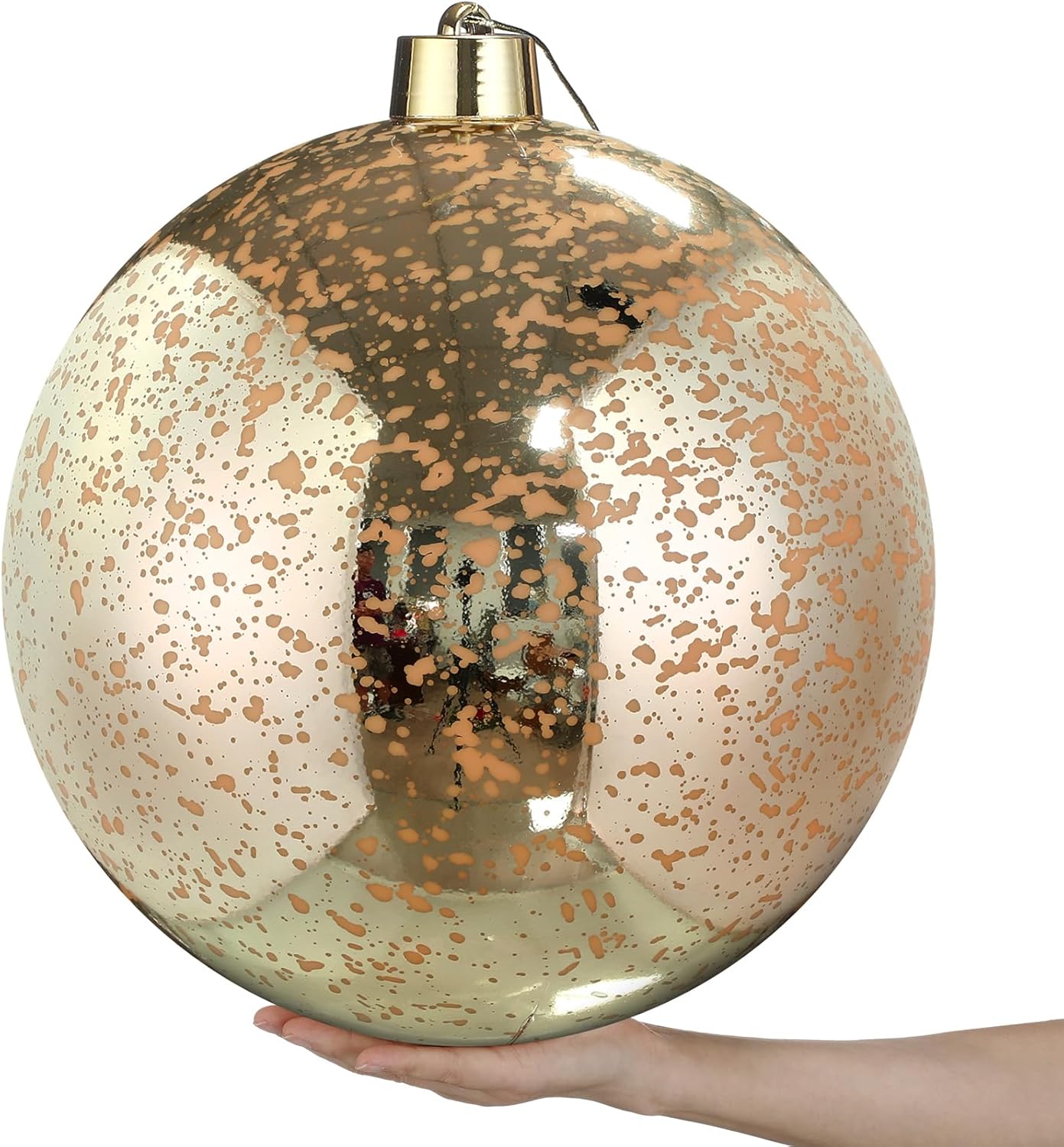 12 Inch Extra Large Plastic Mercury Christmas Ball Ornaments Gaint Jumbo Champagne Gold Christmas Ornaments Glitter Shatterproof Plastic Mercury Balls Xams Tree Decorations for Winter Party