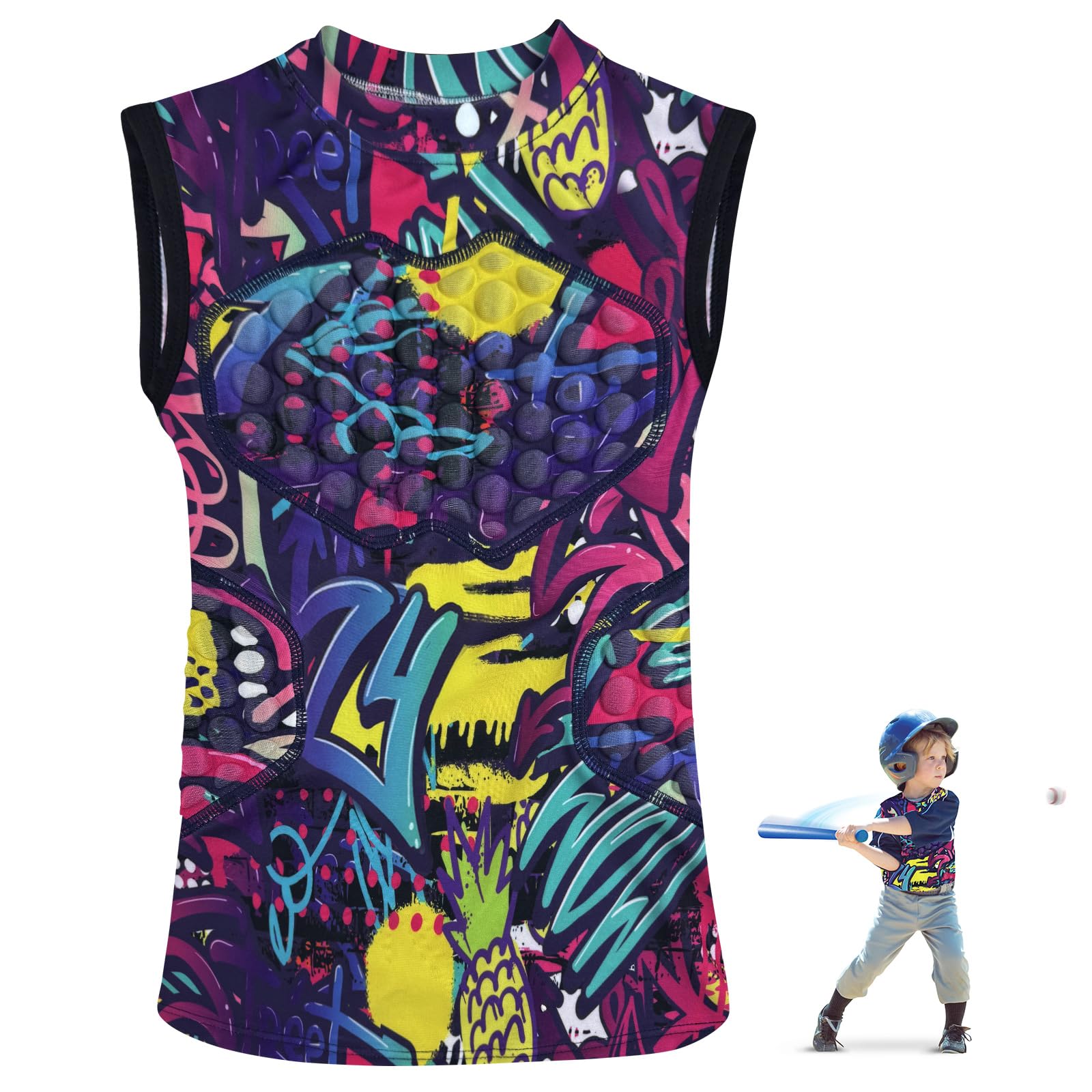 Gracfulcub Baseball Chest Protector Youth Padded Football Shirt, Chest Protector Baseball Youth, Football Padded Shirt for T Ball, Lacrosse & Goalies