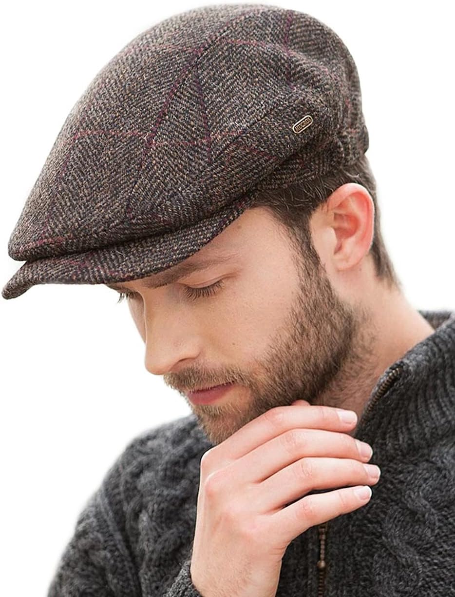 Mucros Weavers Kerry Cap, Irish Hat for Men, Herringbone Wool