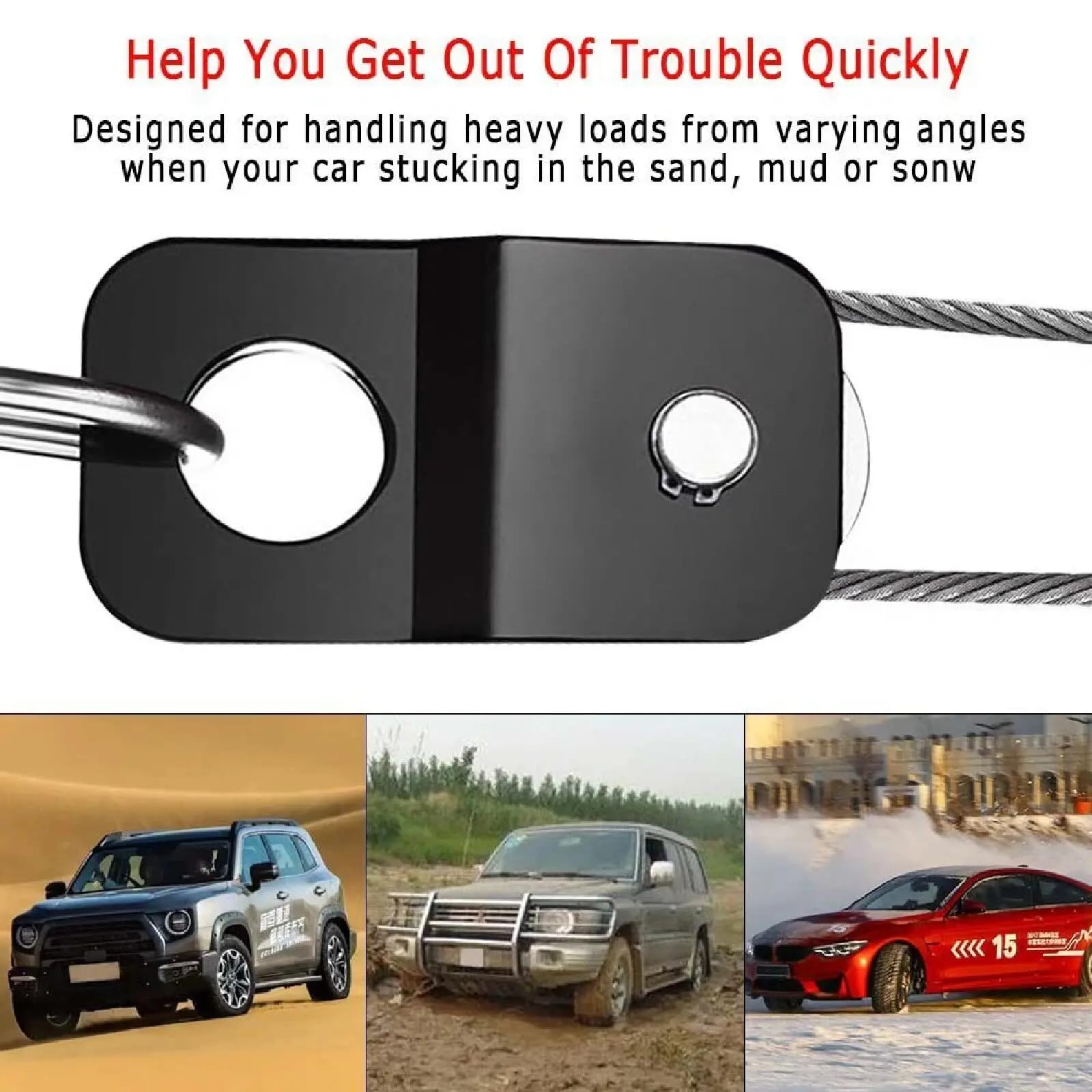 Seilwinde, robuster Schnappblock, Offroad-Recovery Seilzugsystem, 4 x 4, schwarz, Doppelrolle, Leistung für gewerbliche, industrielle und private Nutzung (8 Tonnen)