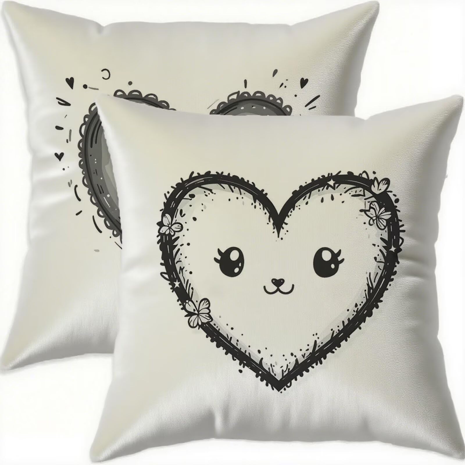 Housse coussin 65x65 motif géométrique lot de 2 coussins canapé velours imperméable gris