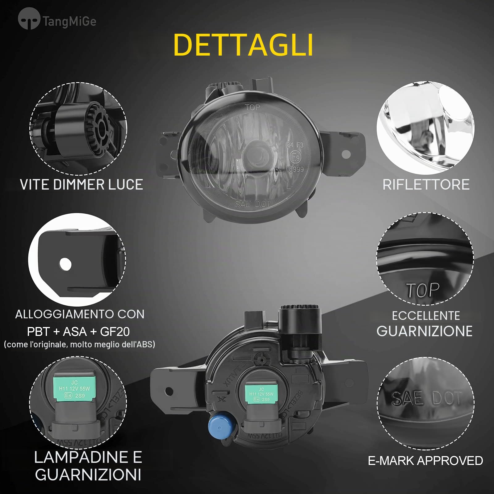 TangMiGe Fendinebbia compatibile con BMW E70 E81 E83 E84 E87, X1 X3 X5, Serie 1 CPE/CONV, per paraurti standard/aerodinamici, fari non adattivi, 2003-2015, 1 Paio (Fumo Nero)