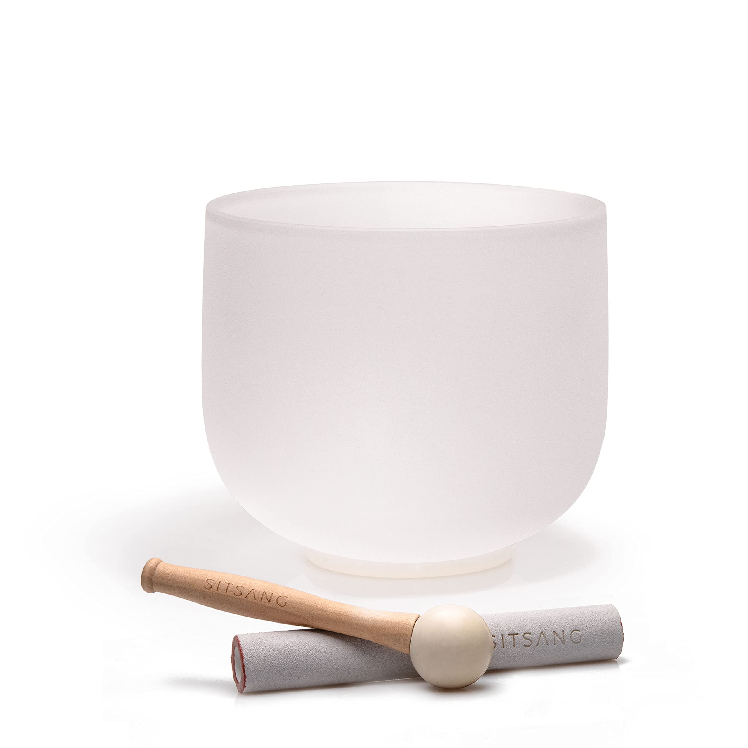 SITSANG G Note Crystal Singing Bowl Throat Chakra 8 inch with Sponge Padded Singing Bowl Tank and Rubber Mallet and Suede Striker