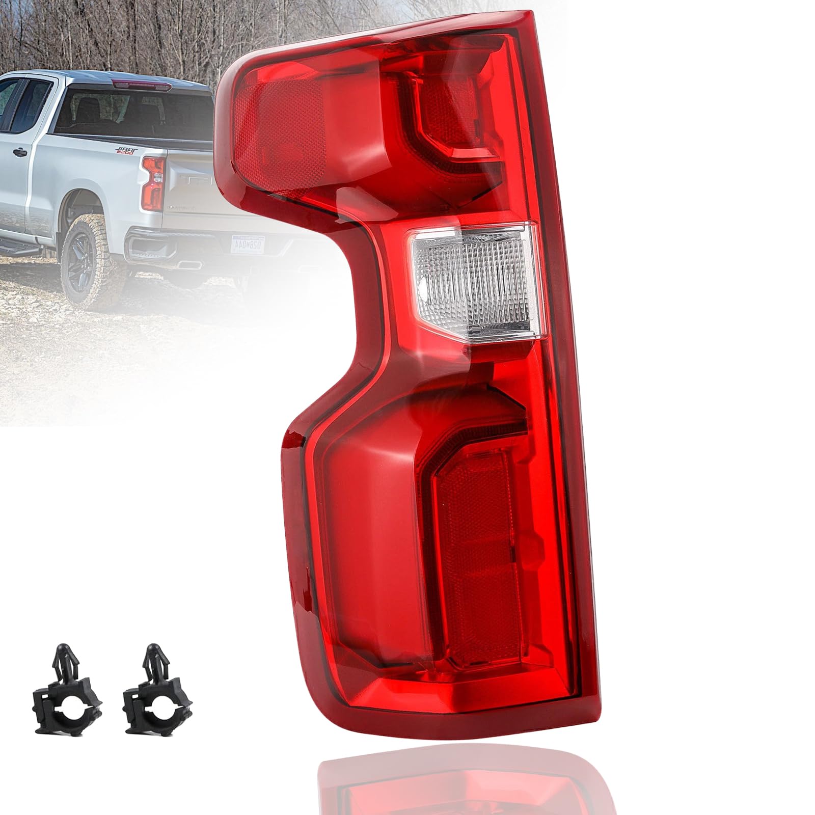 MiKaFex Tail Light Assembly Compatible With 2019-2023 Chevy Silverado 1500 Left Driver Side LED Rear Taillight Tail Lamp Brake Lamp With Bulb and Harness