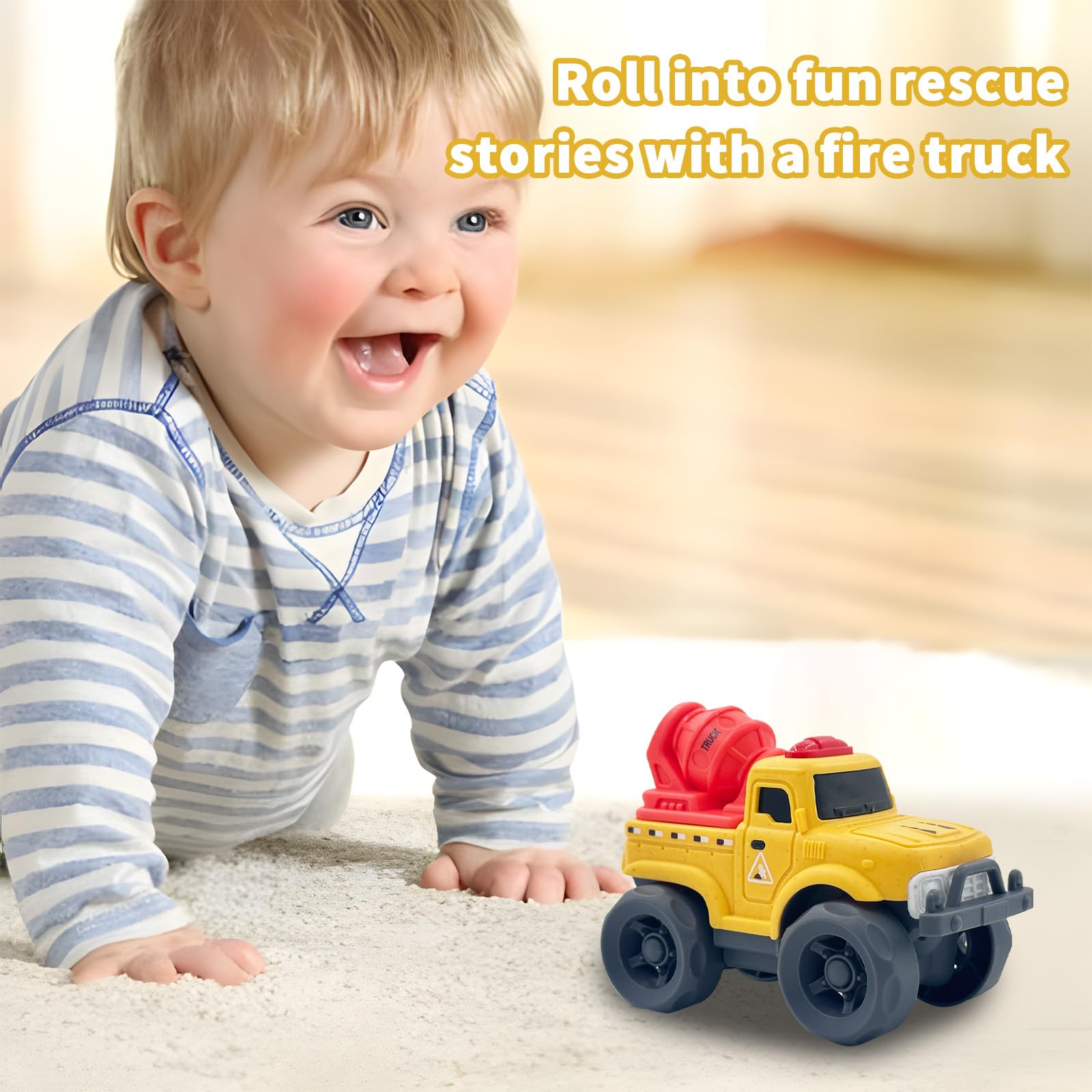 Cicili Toddler Car Toys for Boy Girl 1-3 Year Old, Yellow Mixer Cement Truck, BPA Free, Phthalates Free, PVC - Image 3