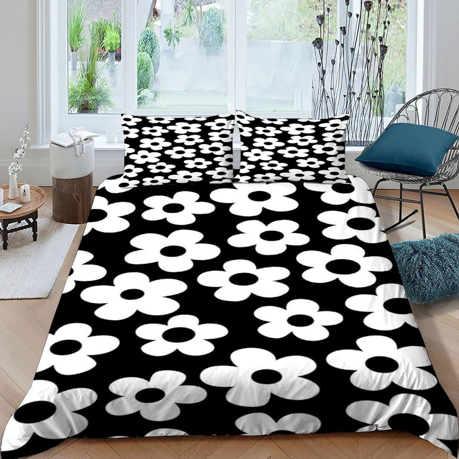 Housses de couettes imprimé floral 3D pour une chambre moderne