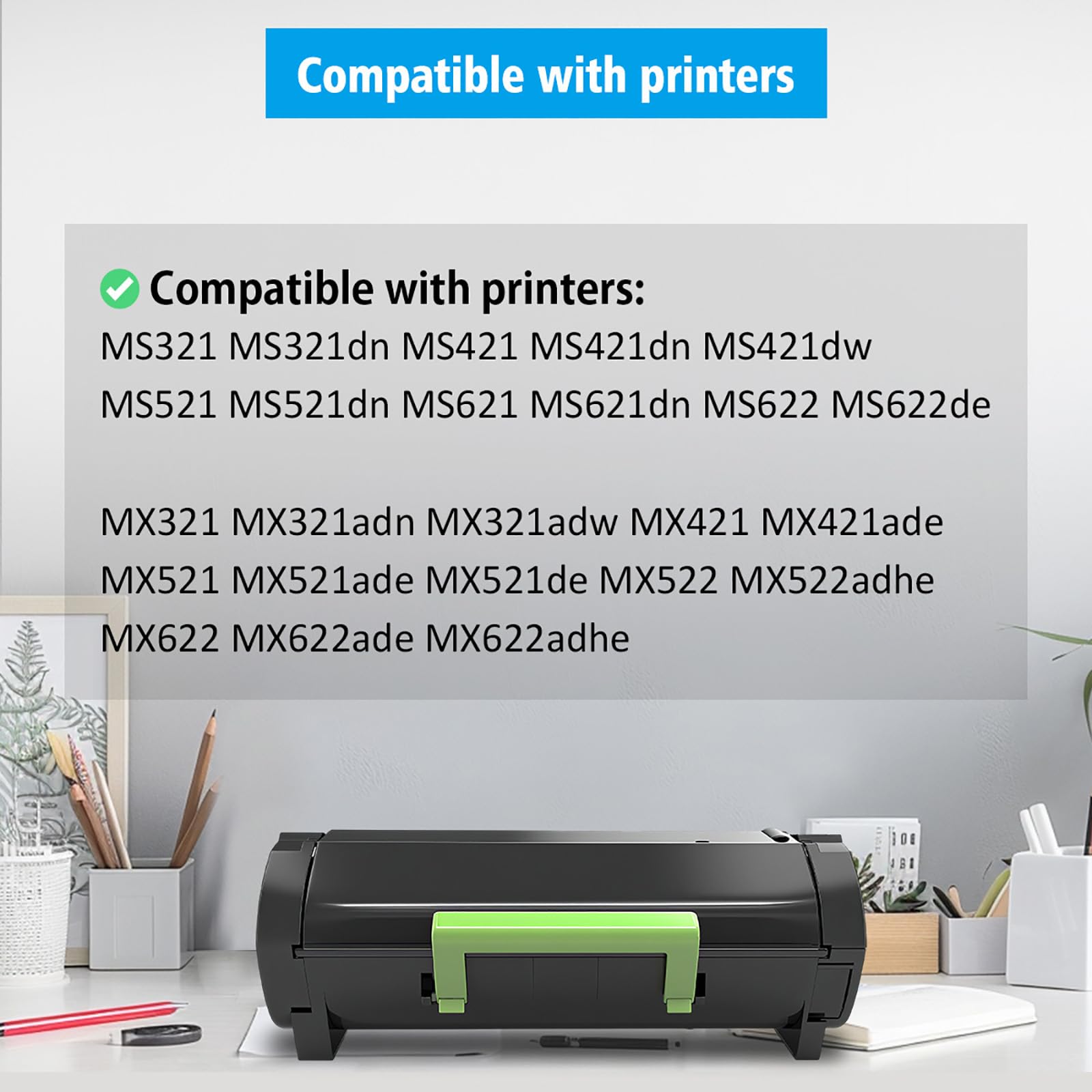 56F2000 Cartouche de Toner Reconditionnée MS321 MS421 MS521 MS621 Capacité Standard pour Imprimantes MS321dn MS421dn MS421dw MS521dn MS621dn MX321adn MX321adw MS622de MX421ade MX521ade MX622ade