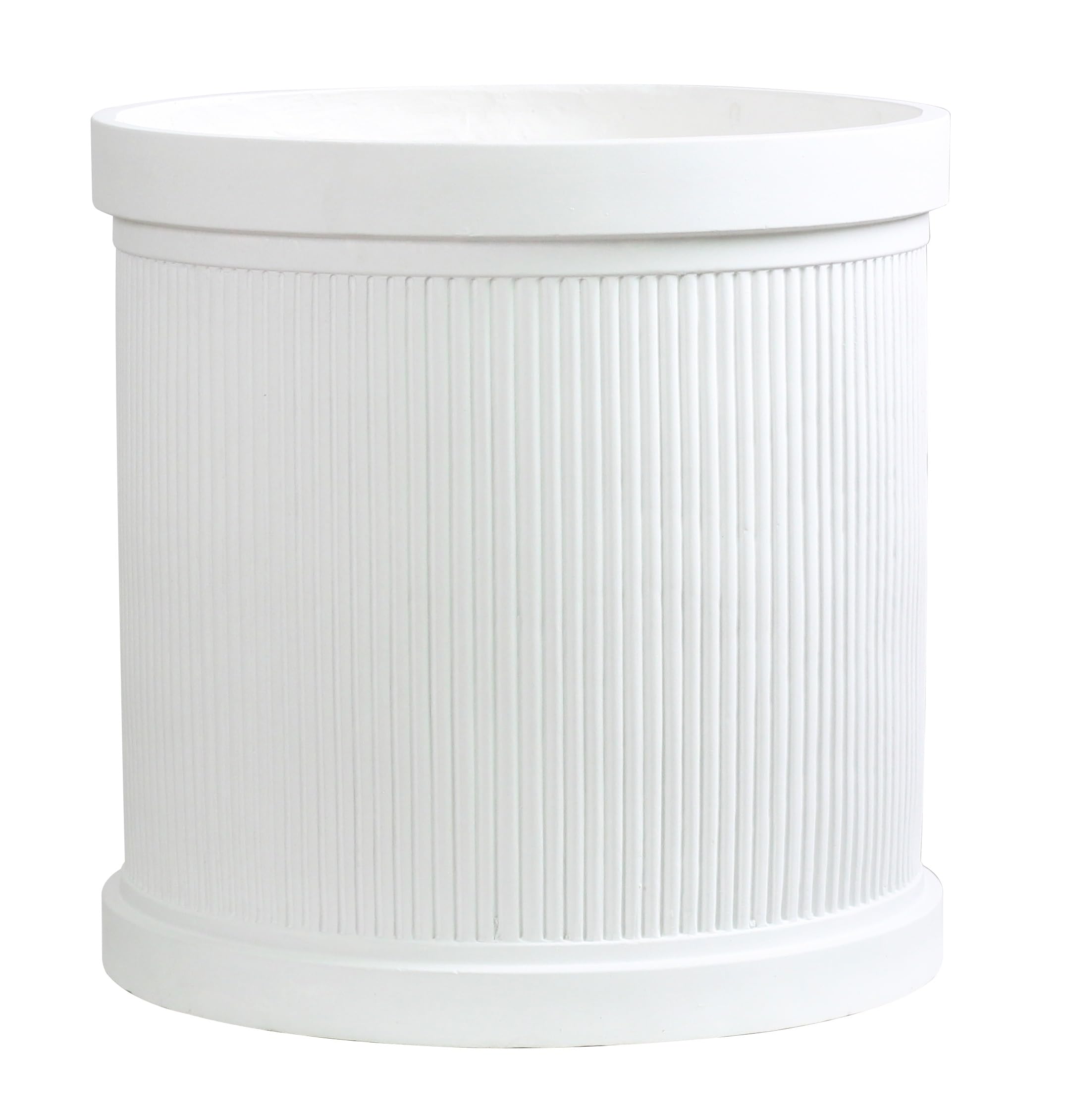 Olly & Rose XL 45cm Fibrestone Planter Ribbed - Matt White Extra Large Plant Pot