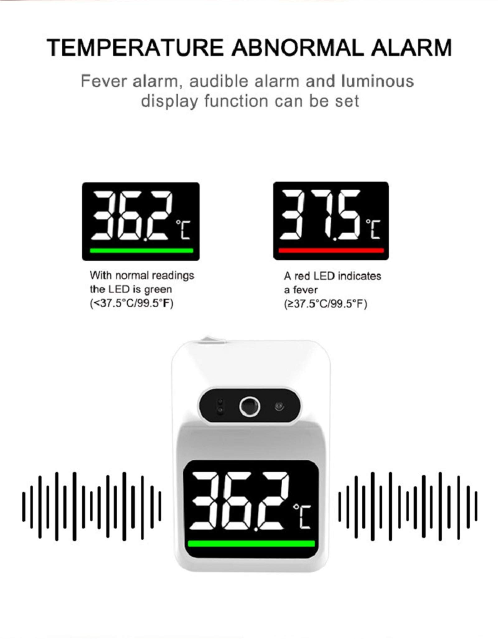 Ścienny bezdotykowy termometr na czoło na podczerwień wyświetlacz LCD wysoka temperatura alarm przenośny automatyczna temperatura ciała do samodzielnego testowania miejsca publicznego