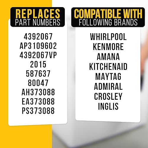 Miniatura 8 de PartsBroz 4392067 Kit de reparación de secadora Whirlpool Reemplazo Maytag Bravos secadora AP3109602 PS373088 WED9200SQ0 MEDB835DW4 MEDB855DC4