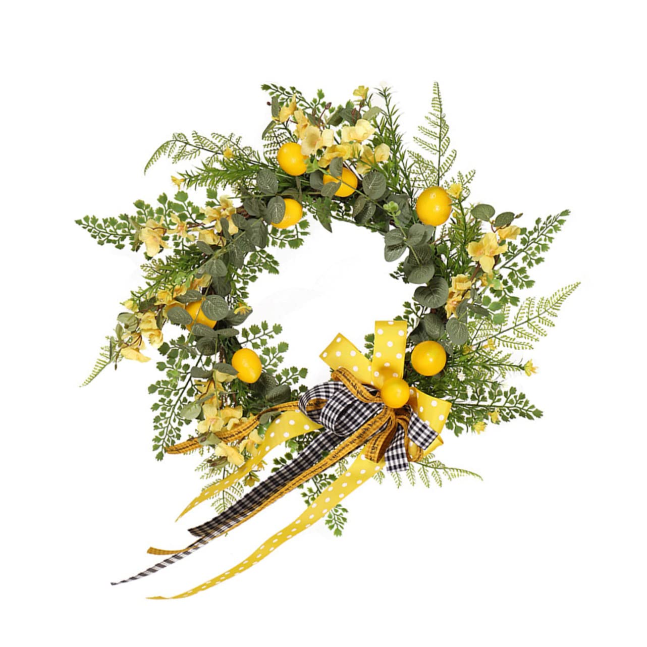 Ghirlanda Estiva ad Anello Fiori di Seta Realistici | Limoni Finti per Decorazioni, Ghirlande Fuoriporta per Accogliere Ospiti, Atmosfera Estiva
