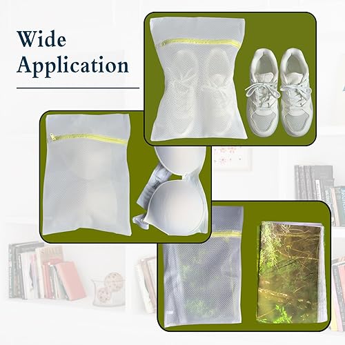 Miniatura 3 de 10 bolsas de lavandería de malla para lavado, bolsas de lavandería duraderas de doble capa de malla de panal para ropa delicada, 12 x 16 pulgadas
