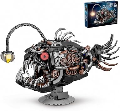 HJPLPXH Mechanical Lantern Fish Building Set,Sea Animal Building Block