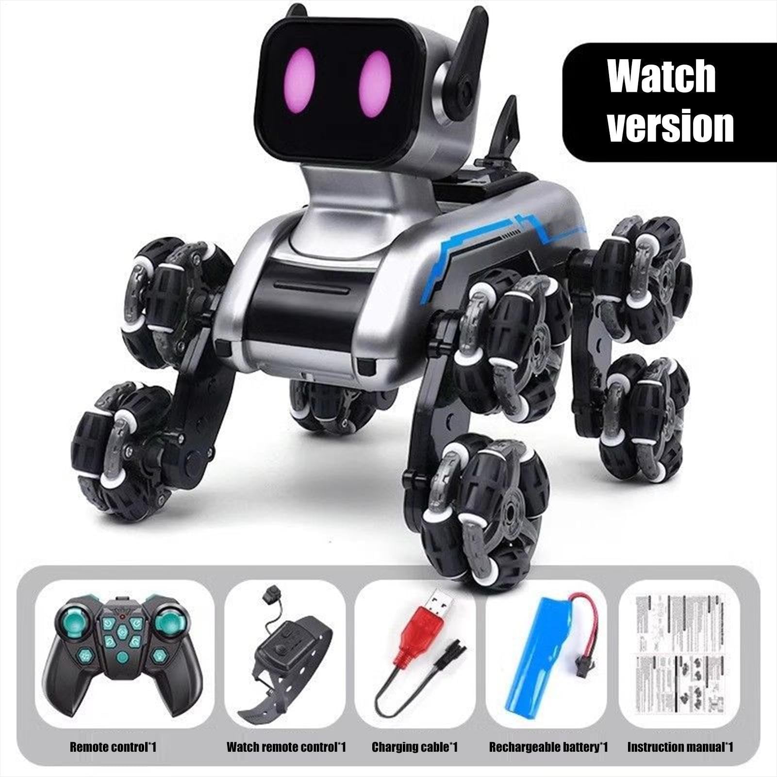 Robot de perro inteligente con control remoto, robot de perro inteligente | ocho ruedas para niñas, niños, sala de estar